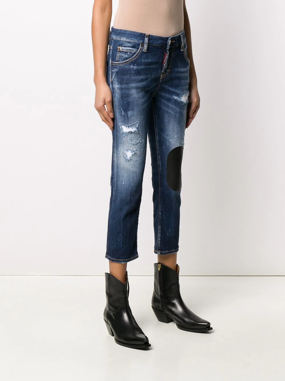 distressed-effect cropped jeans - 3