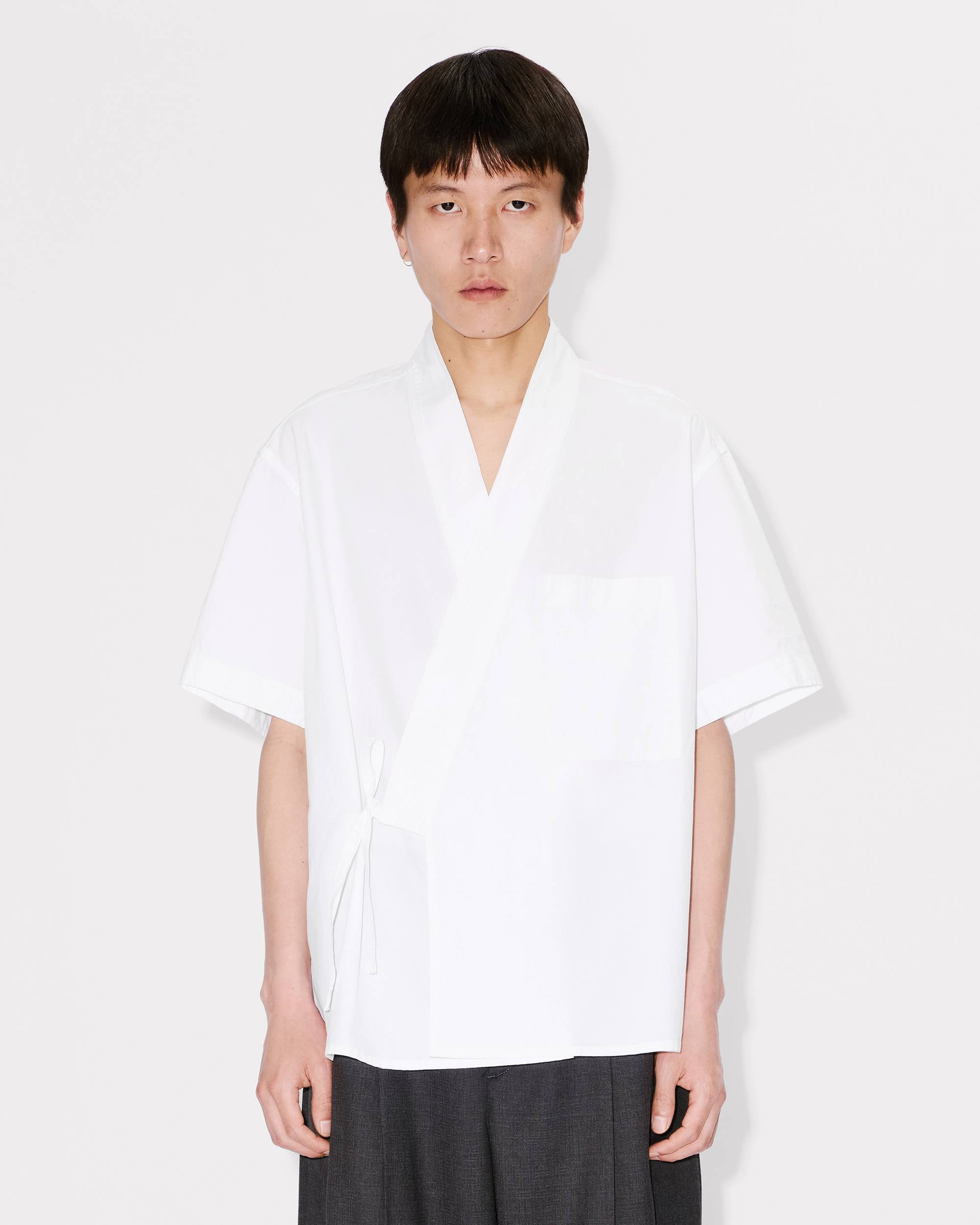 Kimono short sleeve shirt in cotton poplin - 3