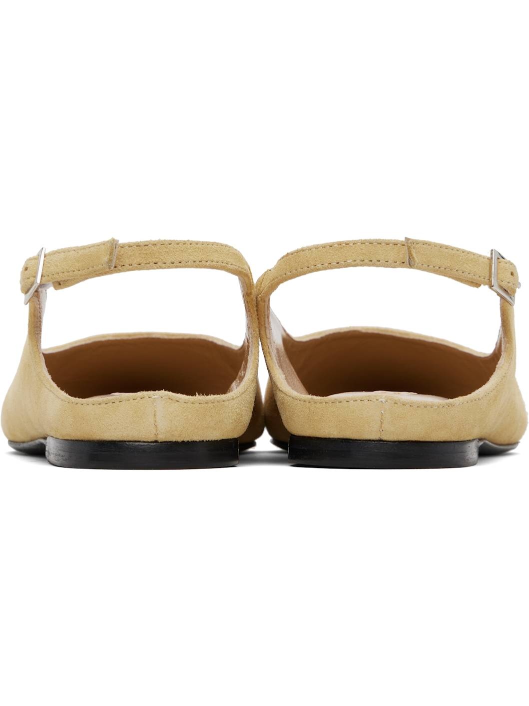 Beige Koyna Kid Suede Leather Ballerina Flats - 2