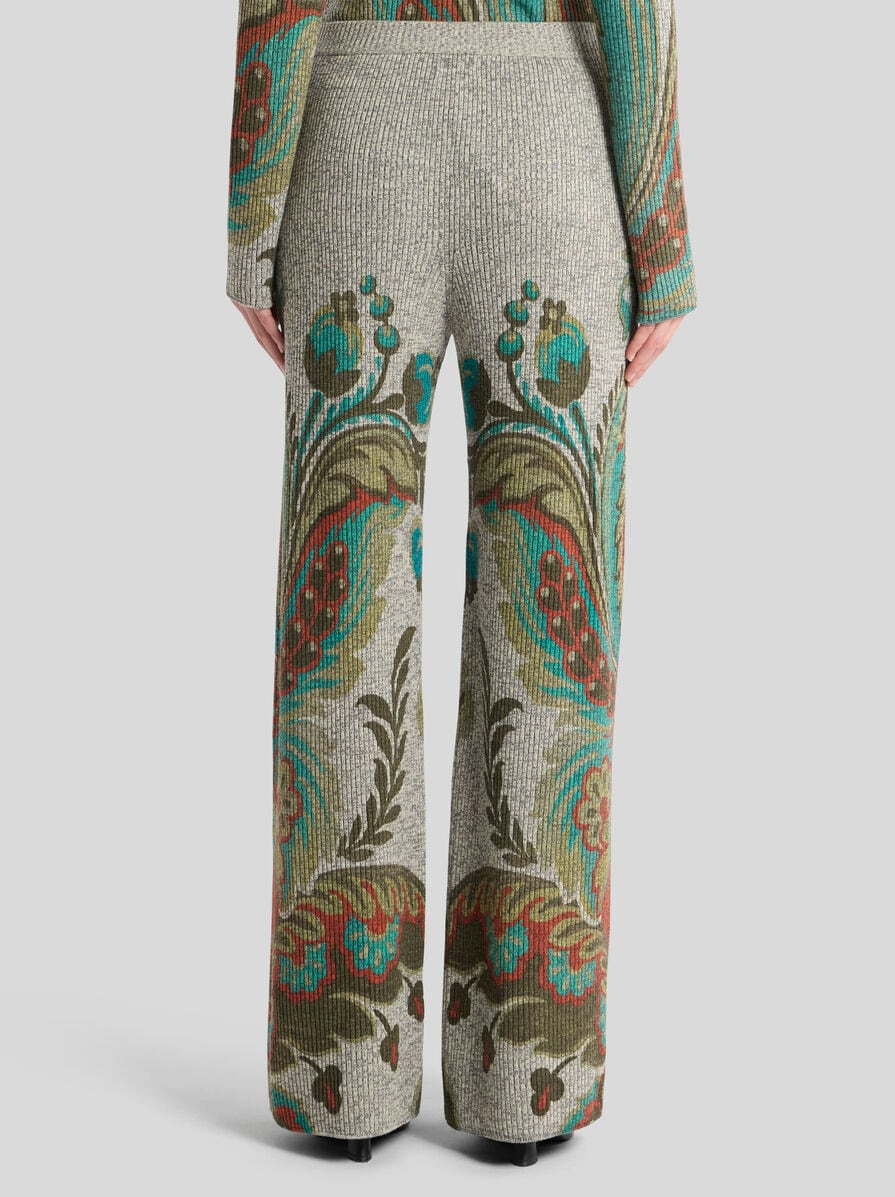 RIBBED WOOL TROUSERS WITH DAFFODIL PRINT - 5
