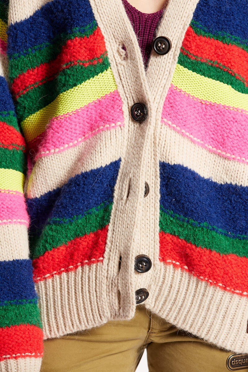 MULTICOLOR WAVED STRIPES CARDIGAN KNIT - 4