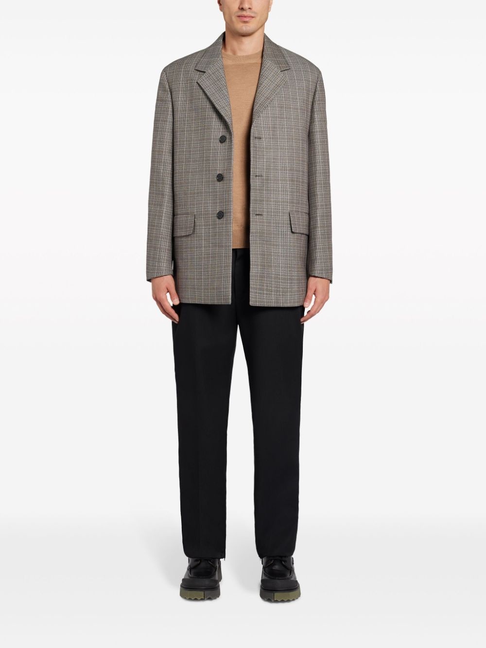 check-pattern single-breasted blazer - 2