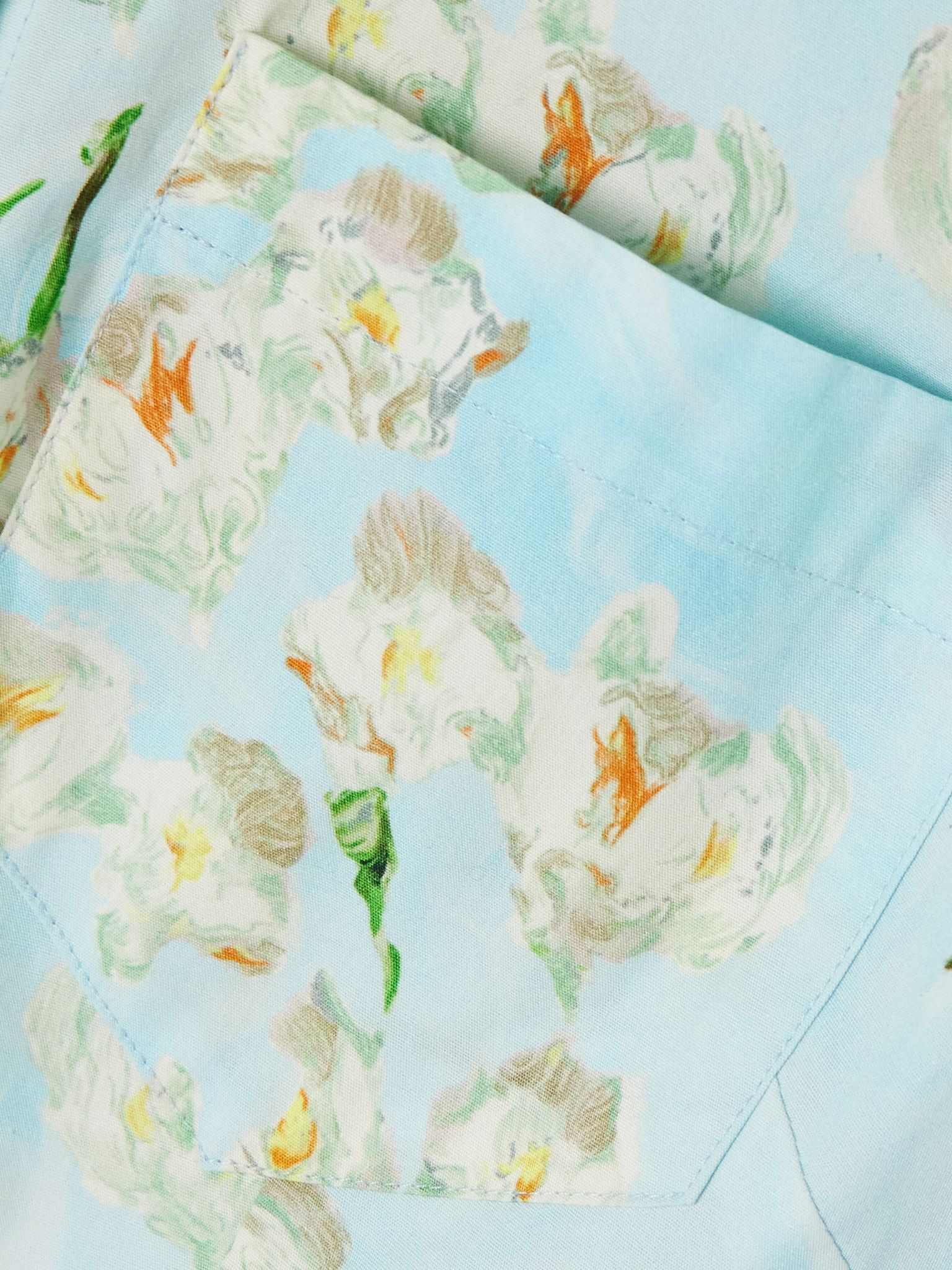 Natalie cropped floral-print cotton-poplin shirt Blue - 4