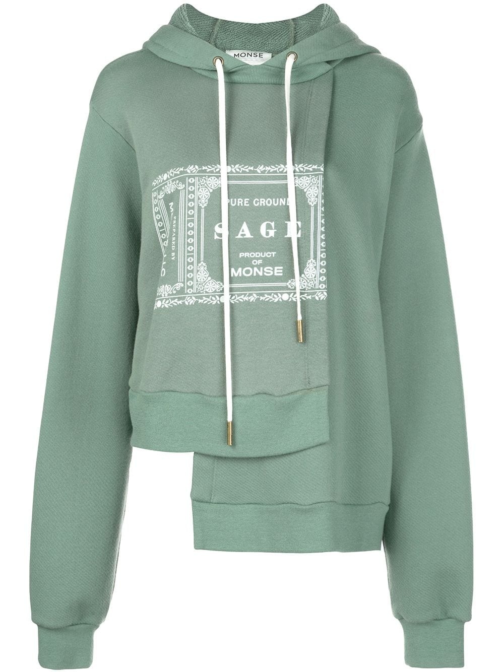 Sage printed asymmetric hem hoodie - 1