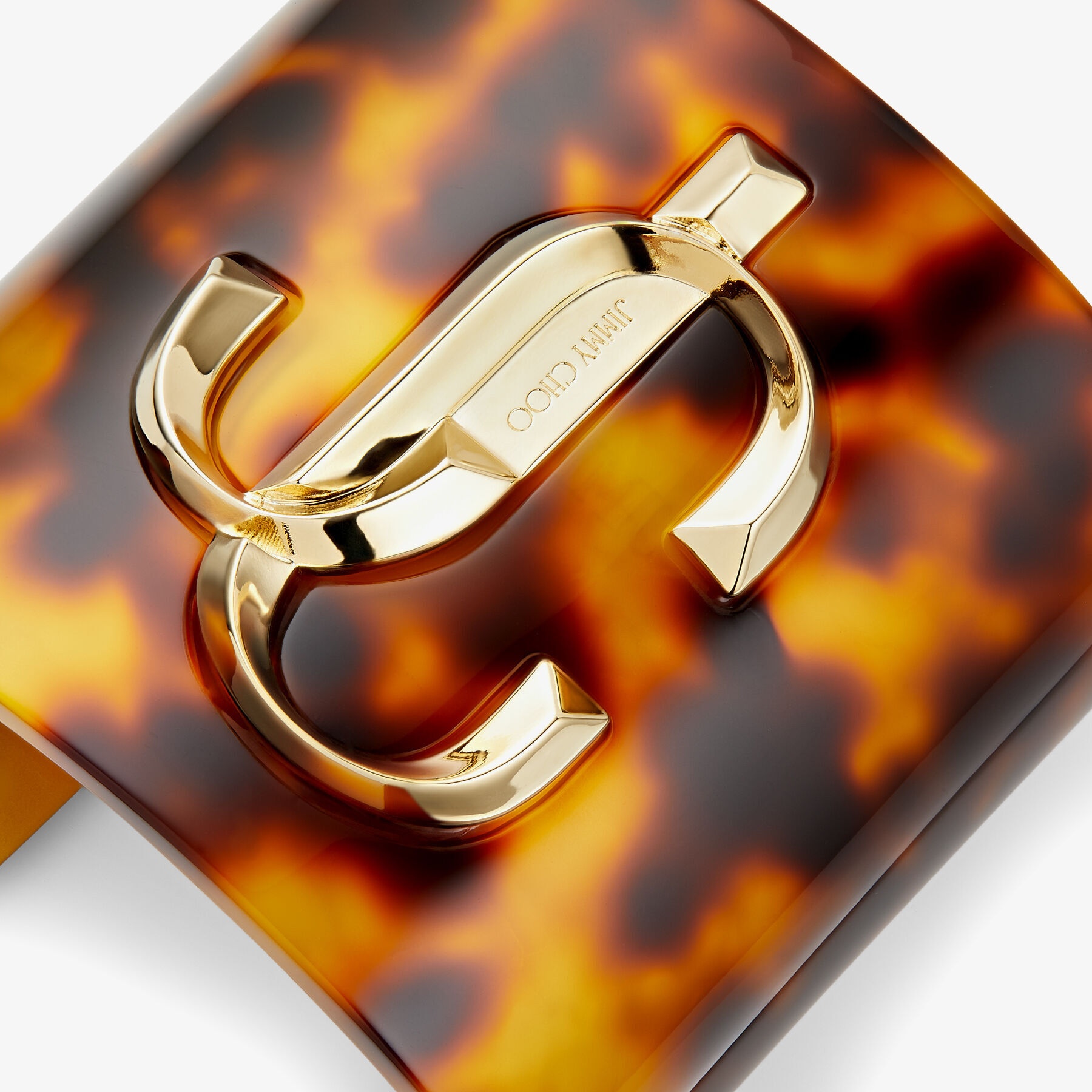 JC Cuff
Tortoiseshell Resin Cuff Bracelet with Gold-Finish Metal JC Emblem - 5