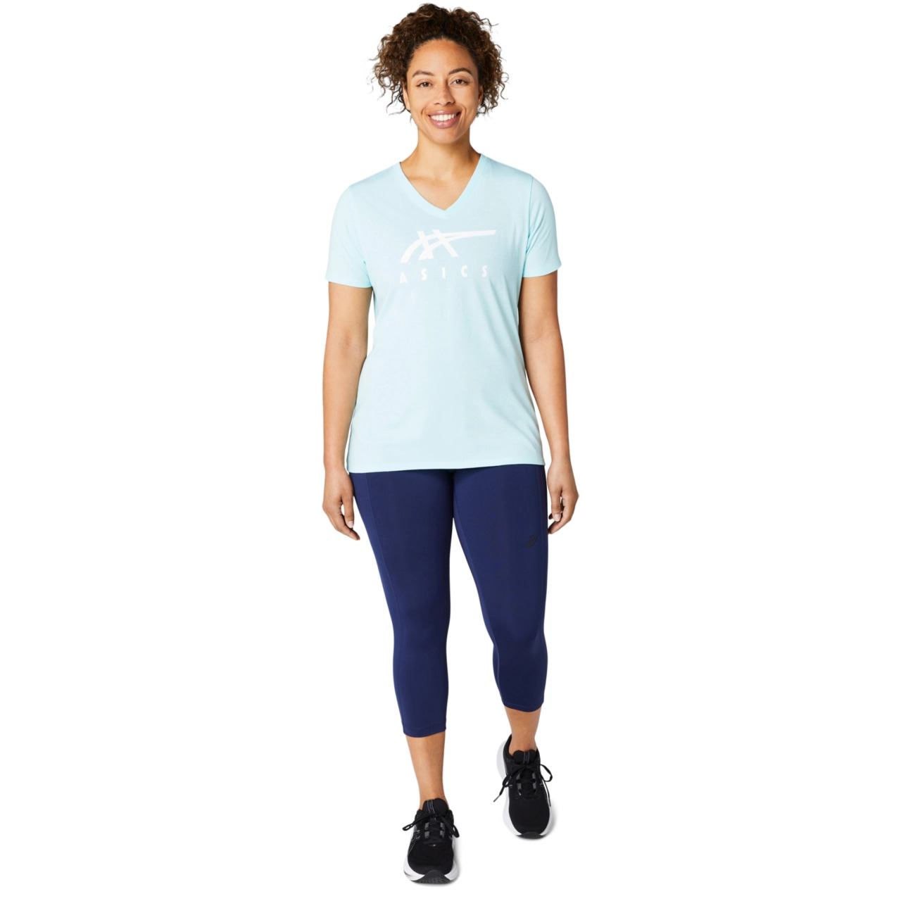 WOMEN'S ASICS STRIPES V-NECK - 6