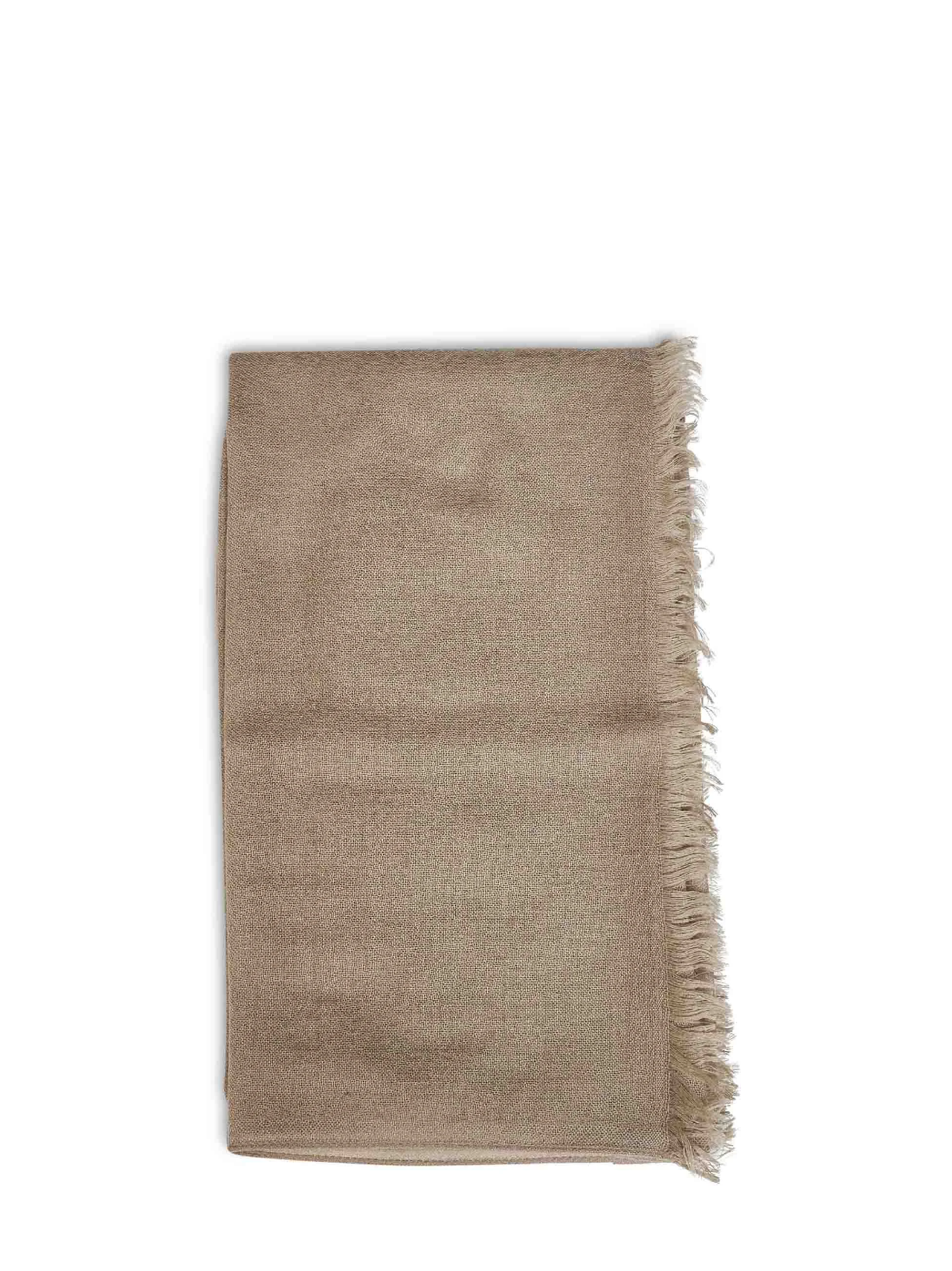 Brown cashmere and silk scarf - 1