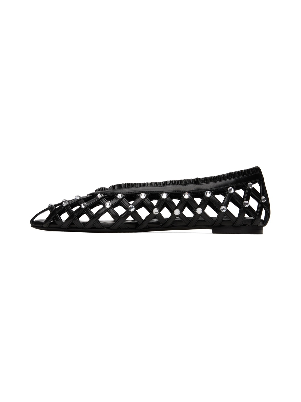 Black Crystal-Cut Ballerina Flats - 3