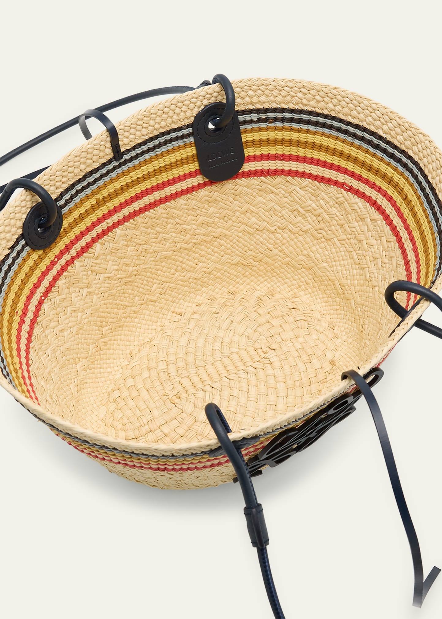 Small Anagram Striped Basket Tote Bag in Raffia - 4