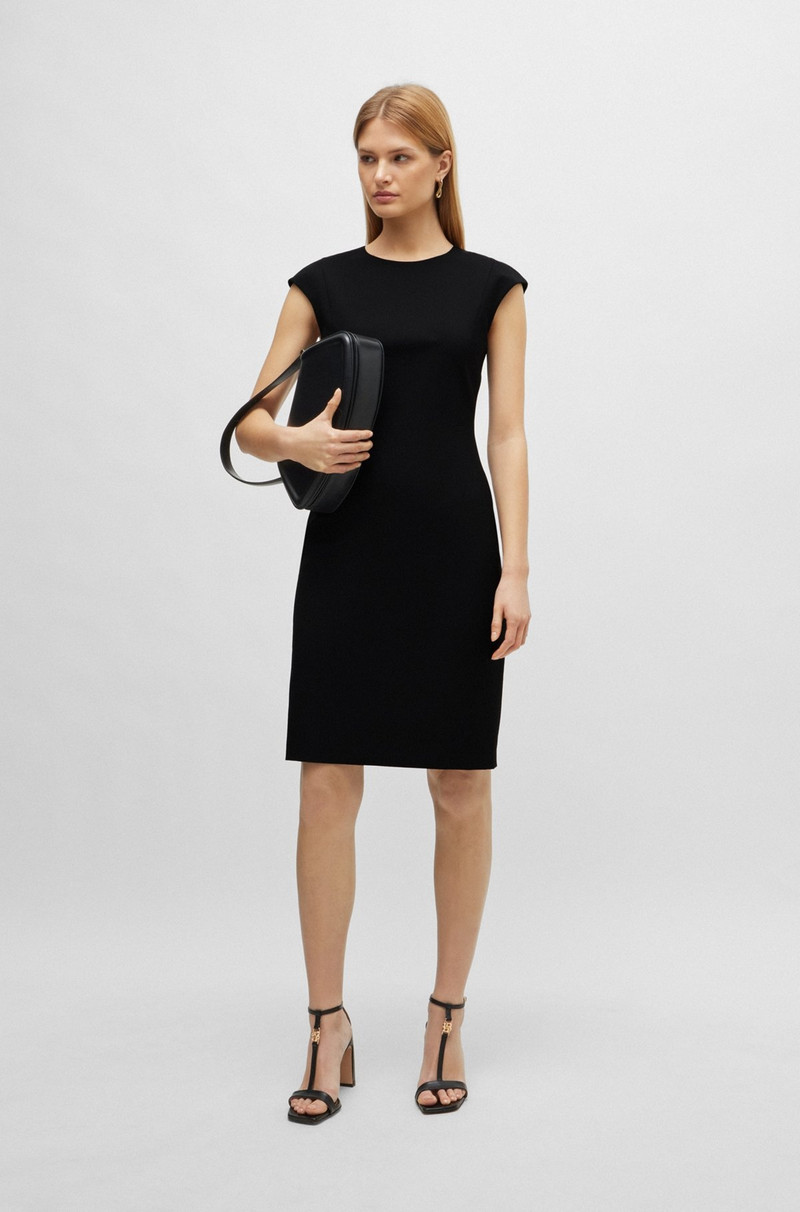 BOSS SLIM-FIT DRESS IN VIRGIN WOOL WITH CAP SLEEVES outlook