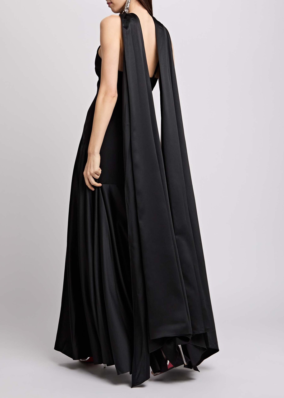 Solace London Cece Draped Satin and Crepe Maxi Dress - 3