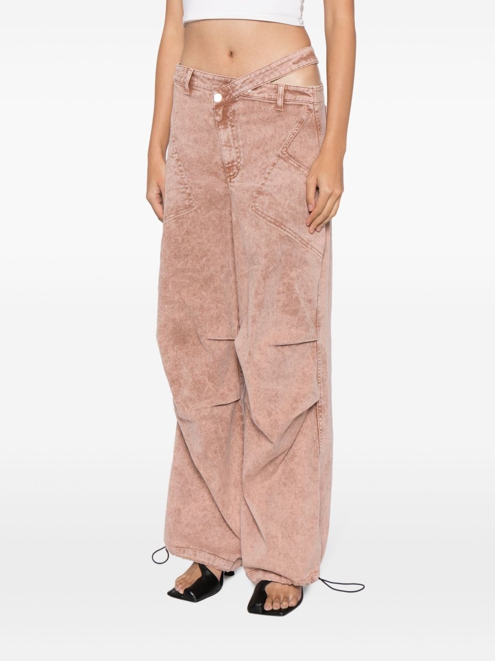 asymmetric-waistband wide-leg jeans - 3