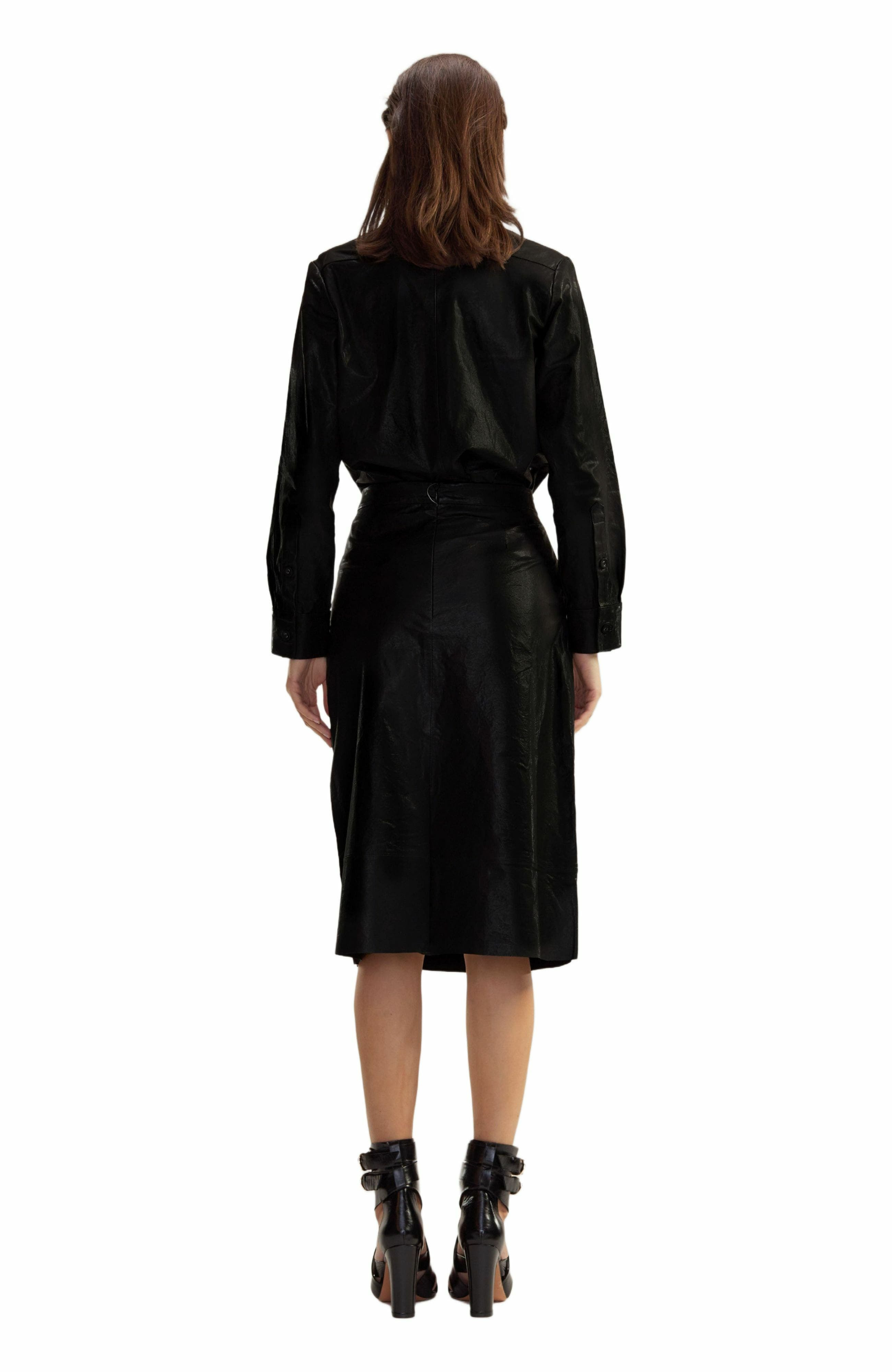 Cynthia Rowley Leather Midi Skirt in Black at Nordstrom - 2