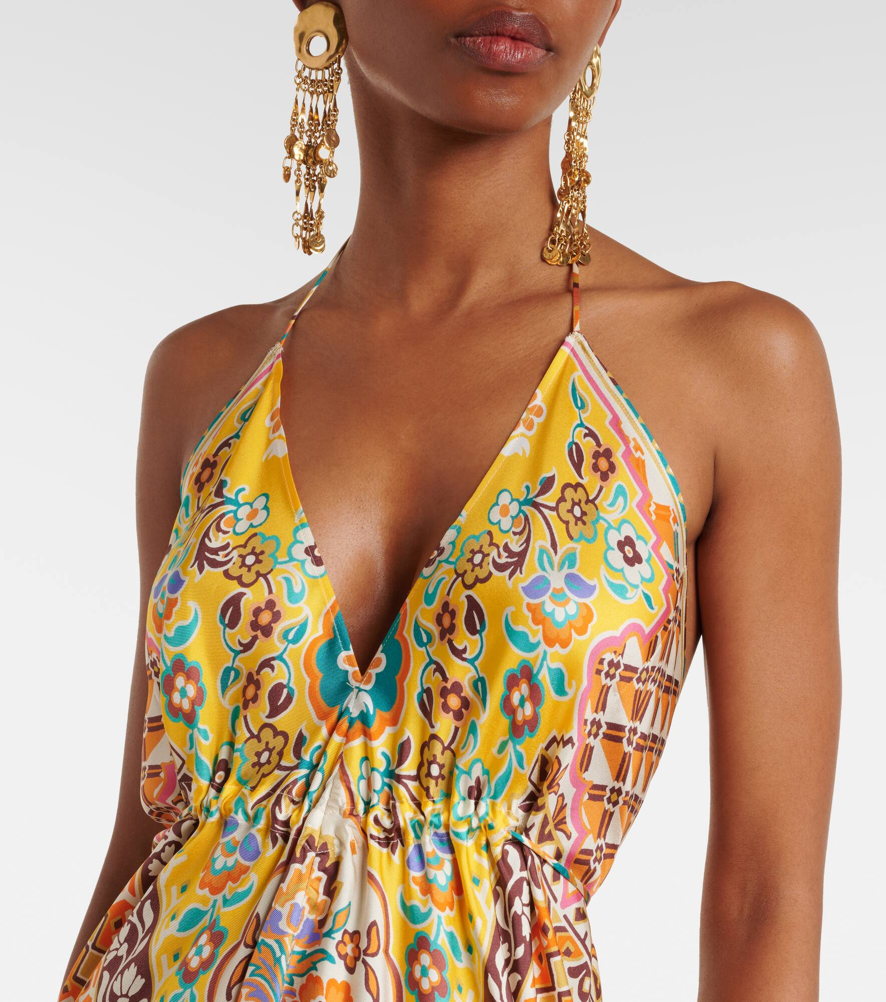 Printed silk midi dress - 4