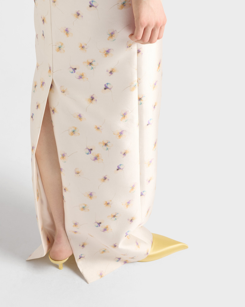 Long floral print silk and wool dress 5