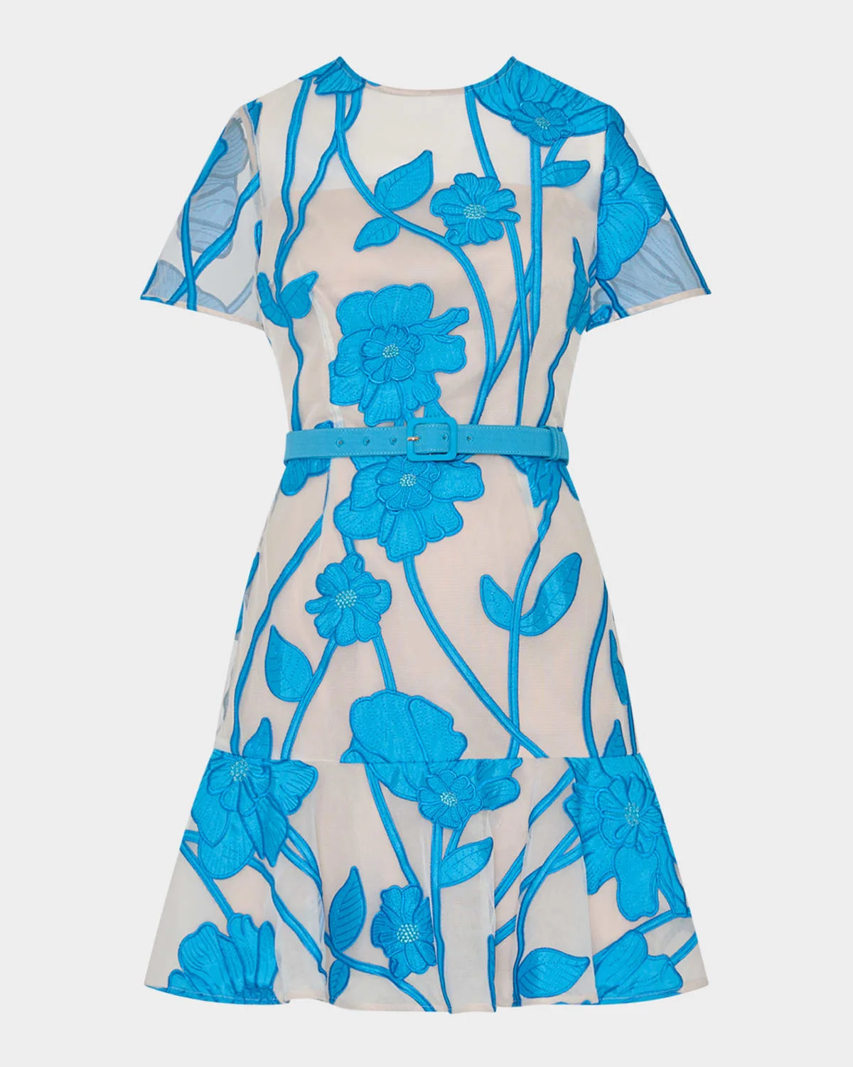 Rosie Floral Applique Flounce Mesh Mini Dress - 1