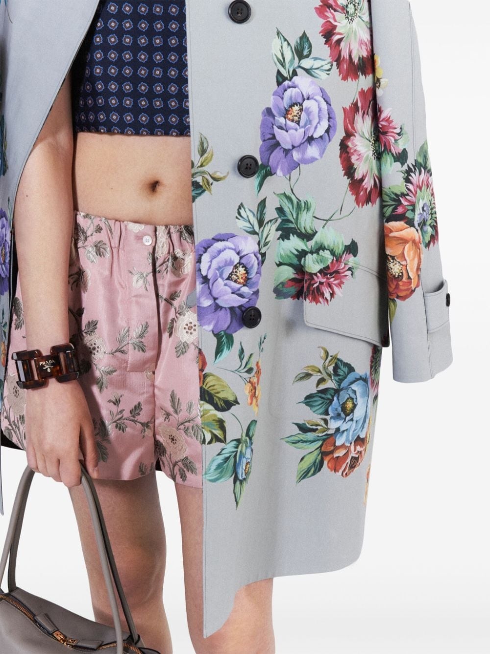 【関税＆送料込み】Prada Floral-Print Single-Breasted Coat Prada Floral-Print Single-Breasted Coat – BALTINI
