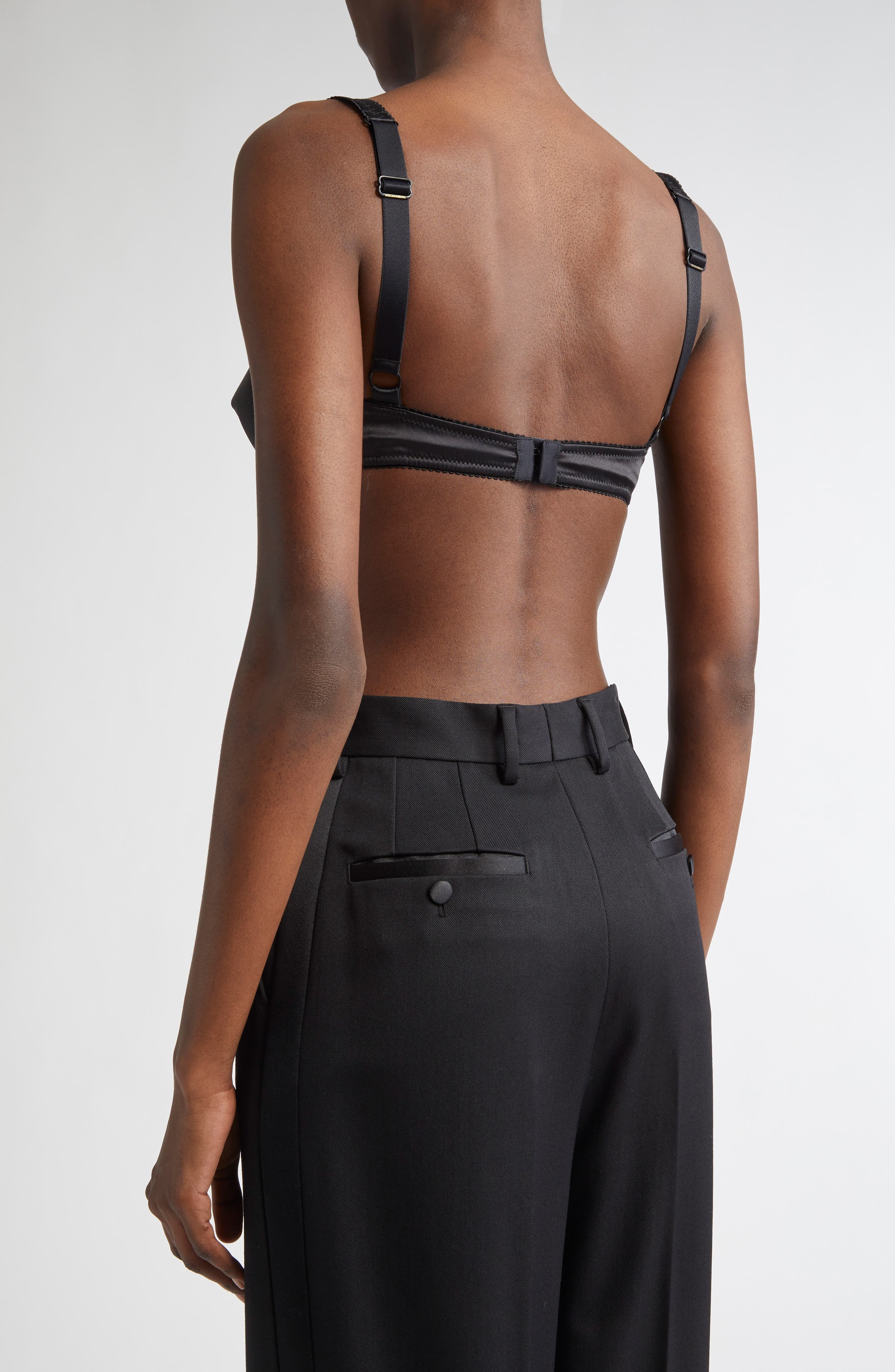 Dolce&Gabbana Underwire Stretch Silk Satin Balconette Bra in N0000 Nero at Nordstrom - 2