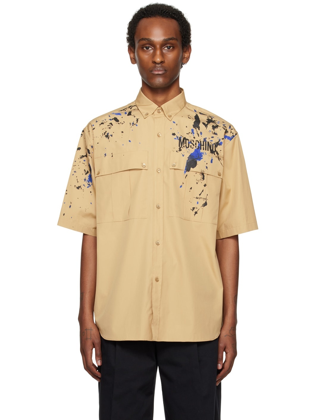 Beige Painted Effect Shirt - 1
