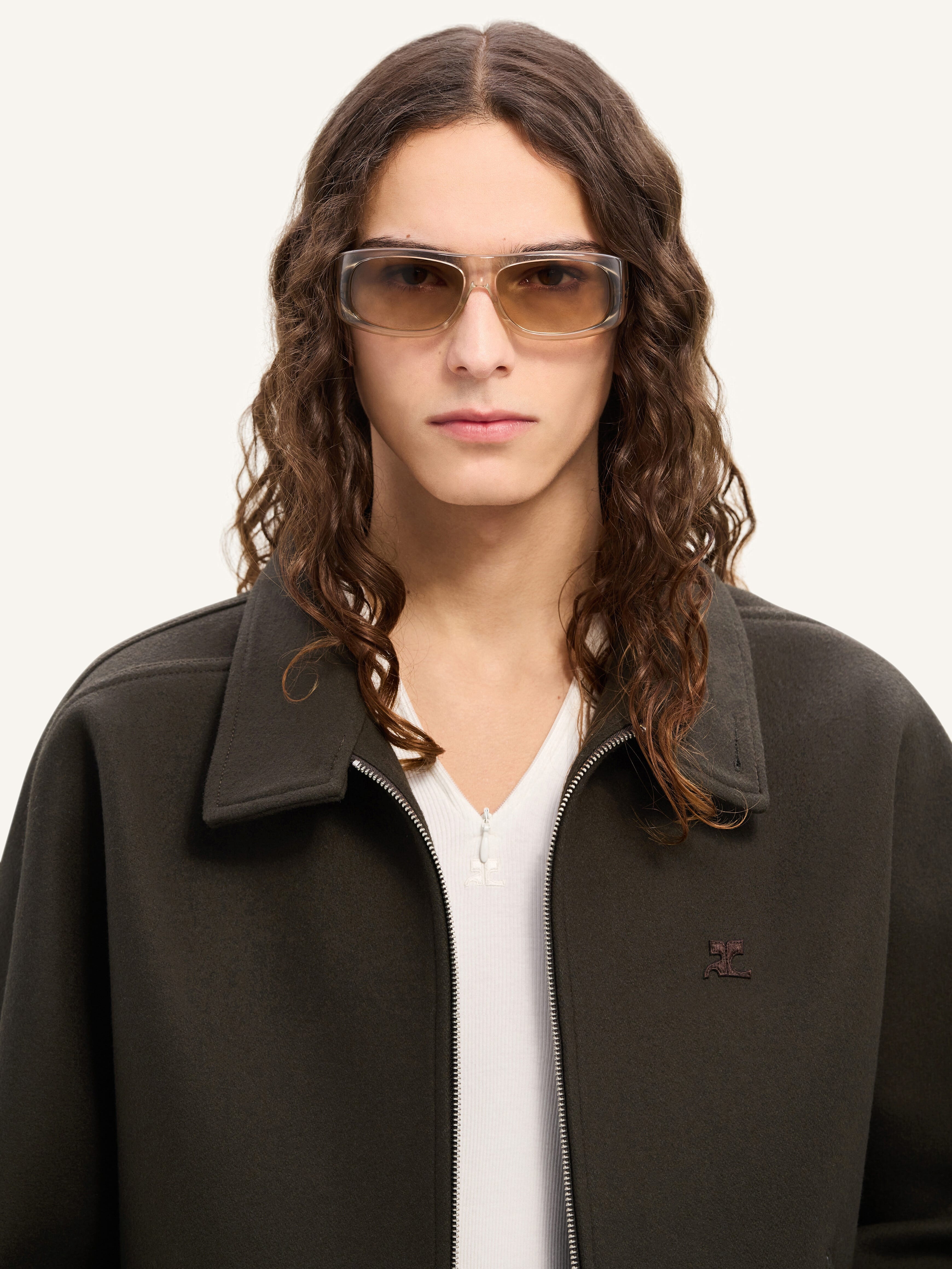 ZIPPED WOOL BOMBER JACKET - 5