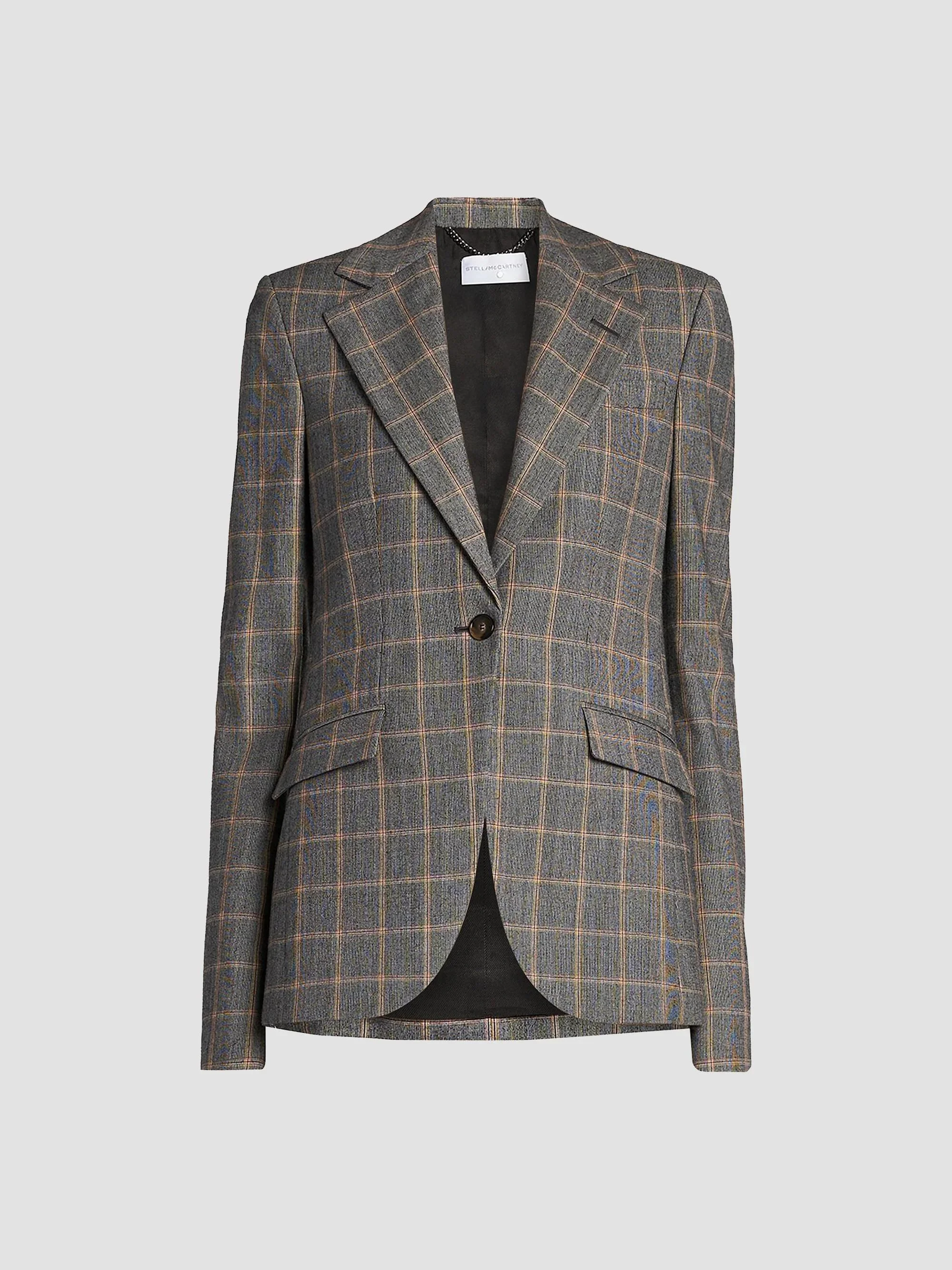 Women's Slim Checked Blazer - Grey Melange - 1