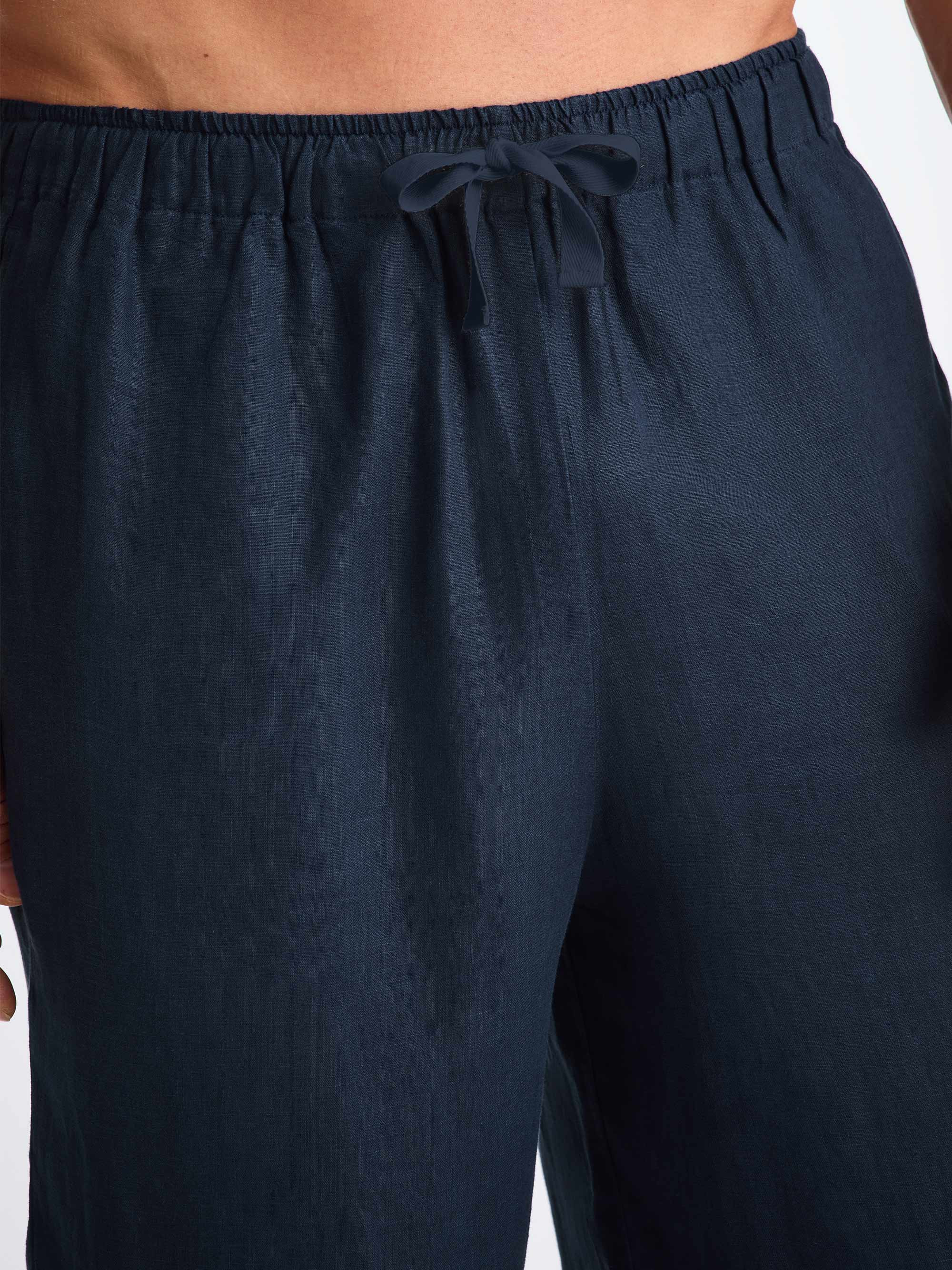 Men's Pajamas Sicily Linen Navy - 7