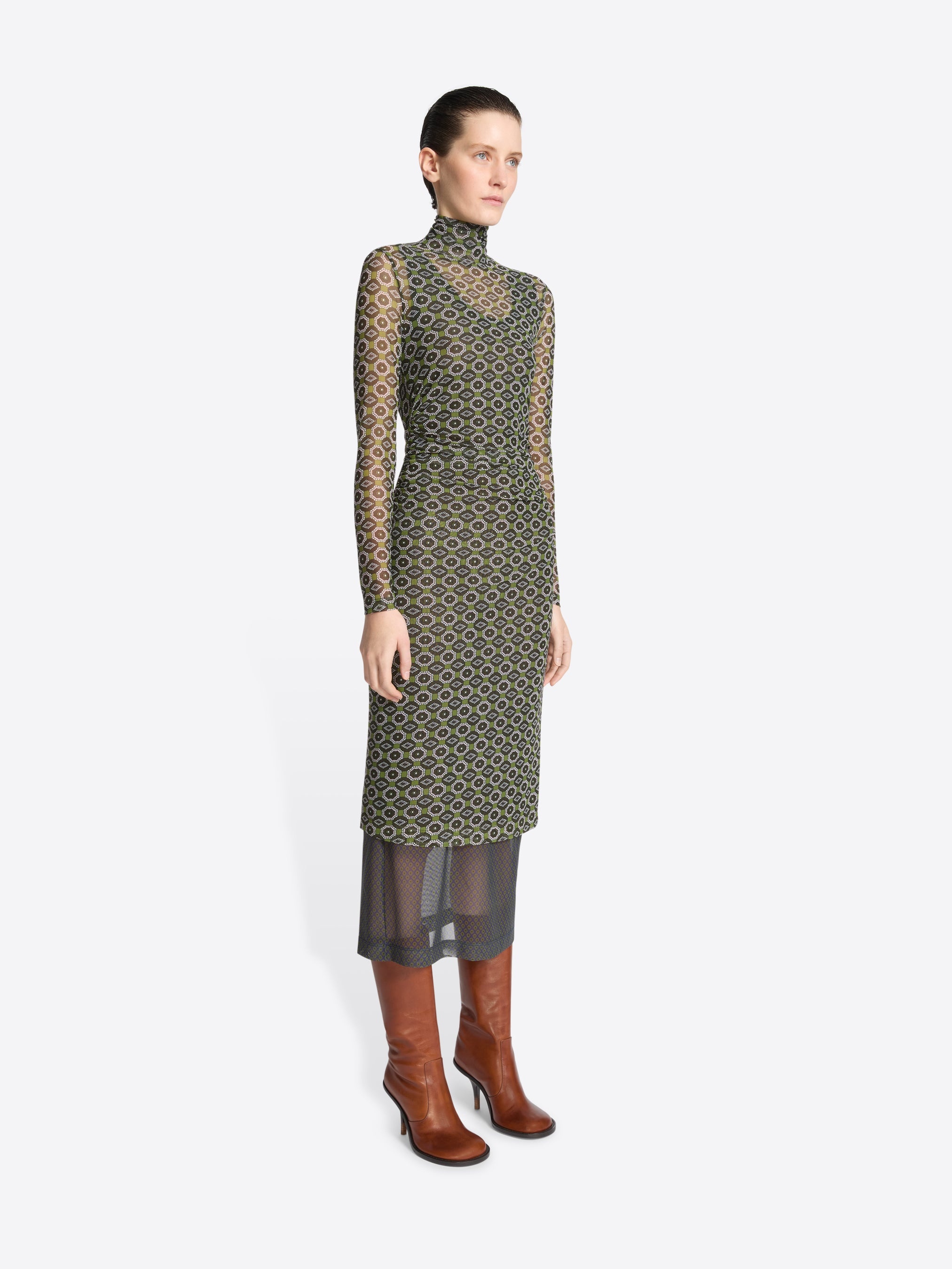 PRINTED MESH DRESS - 3