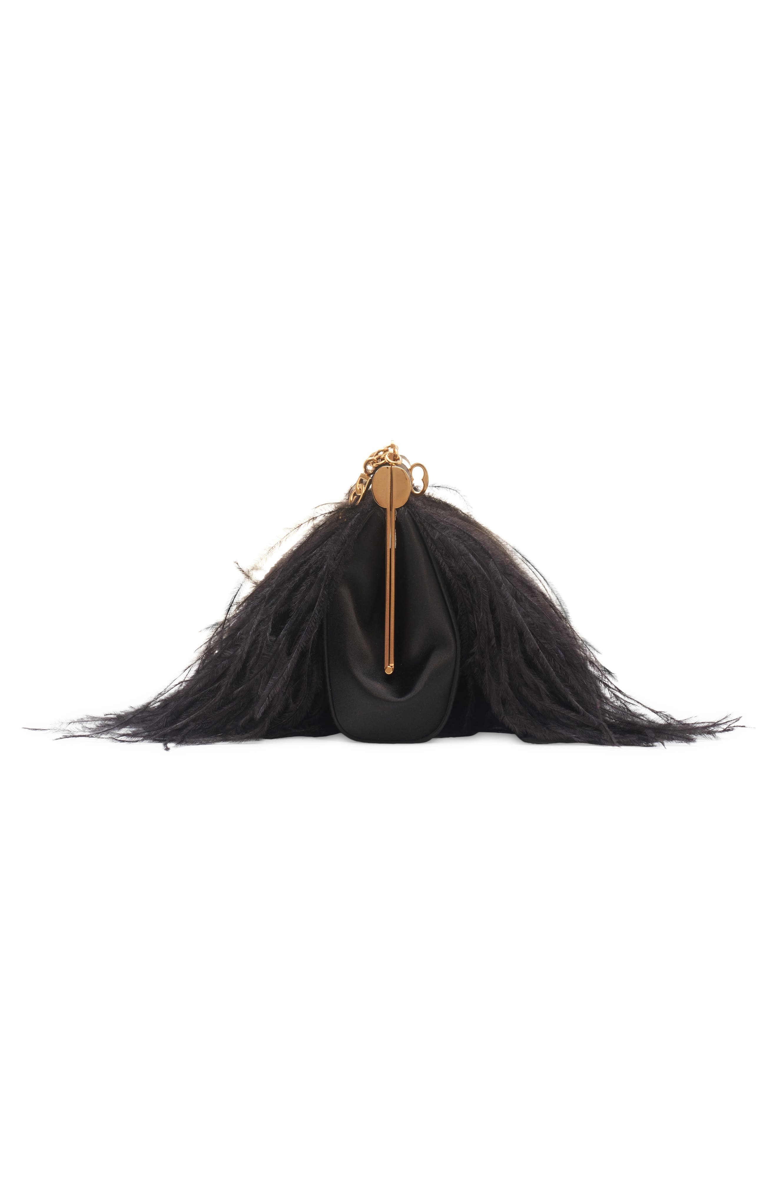 Dolce&Gabbana Marlene Feather Trim Shoulder Bag in 8B956 Nero/Nero at Nordstrom - 4