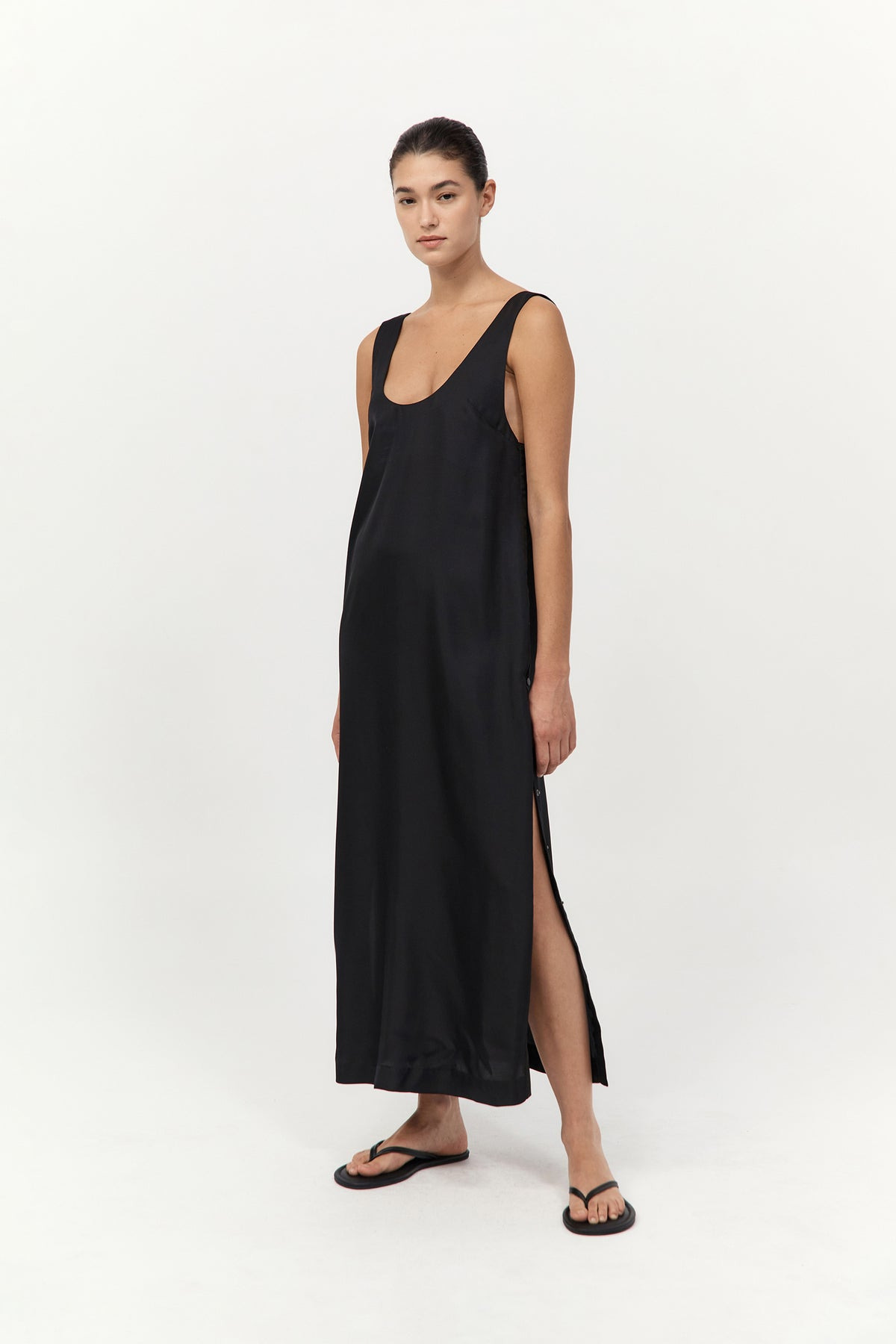 Jordan Button Up Dress - Black - 4