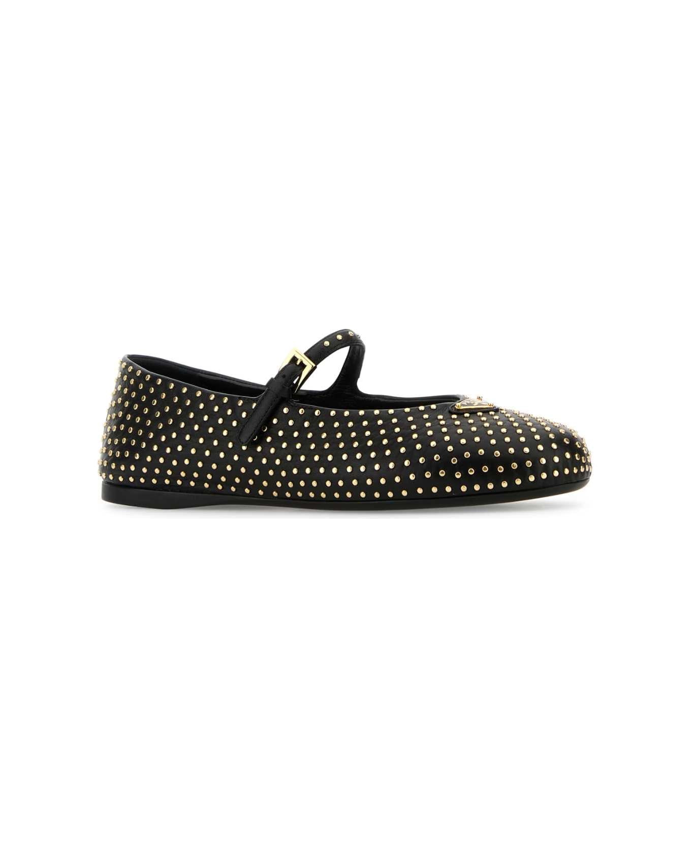 Black Nappa Leather Ballerinas - 2