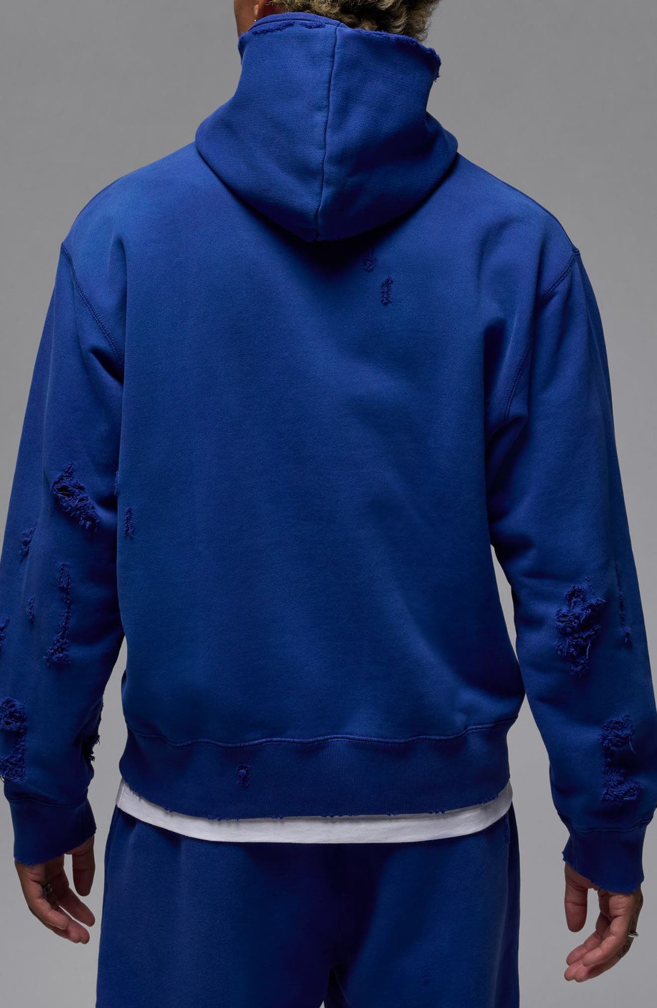Jordan Rare Air Oversize Distressed Pullover Hoodie in Deep Royal at Nordstrom - 2