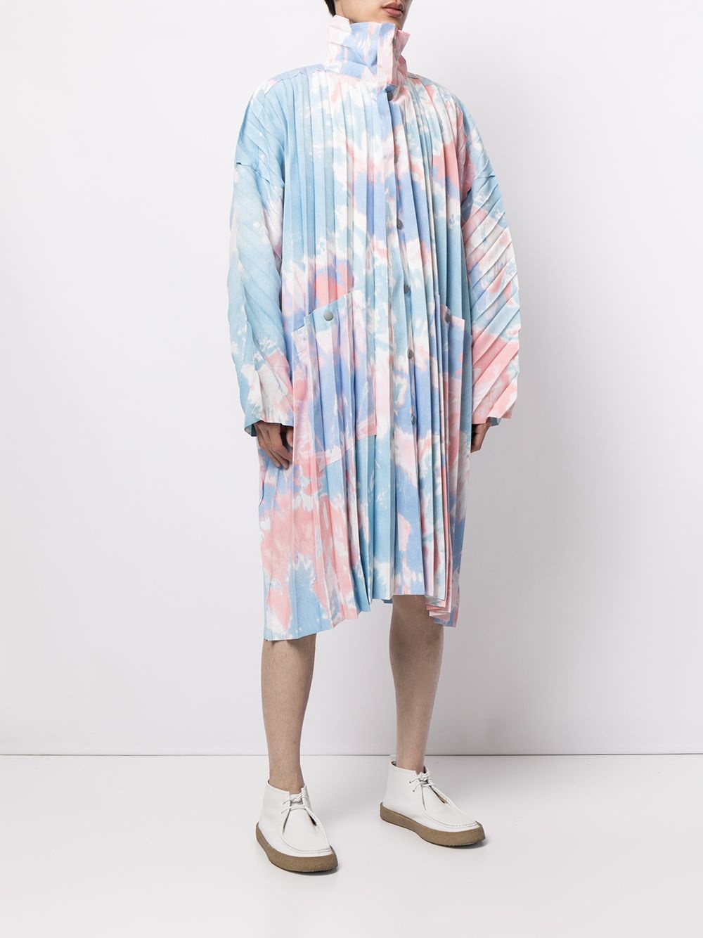 tie-dye pleated coat - 3