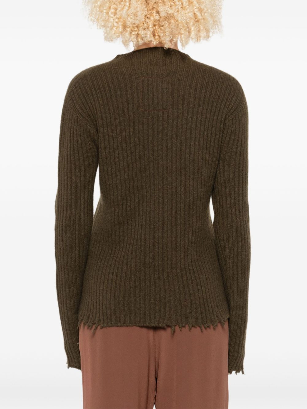 ribbed frayed-edge jumper - 4