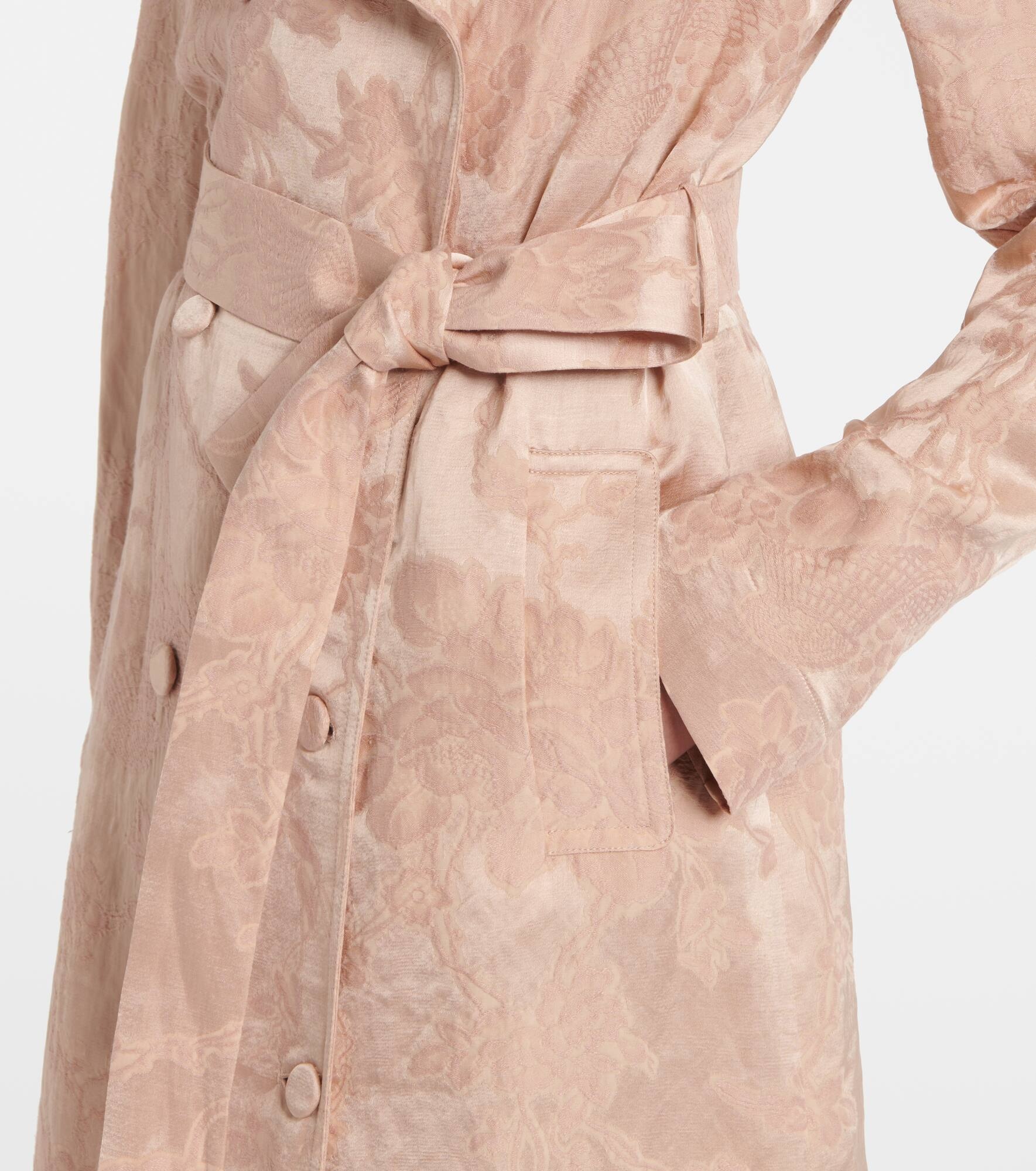 Floral linen-blend jacquard coat - 5