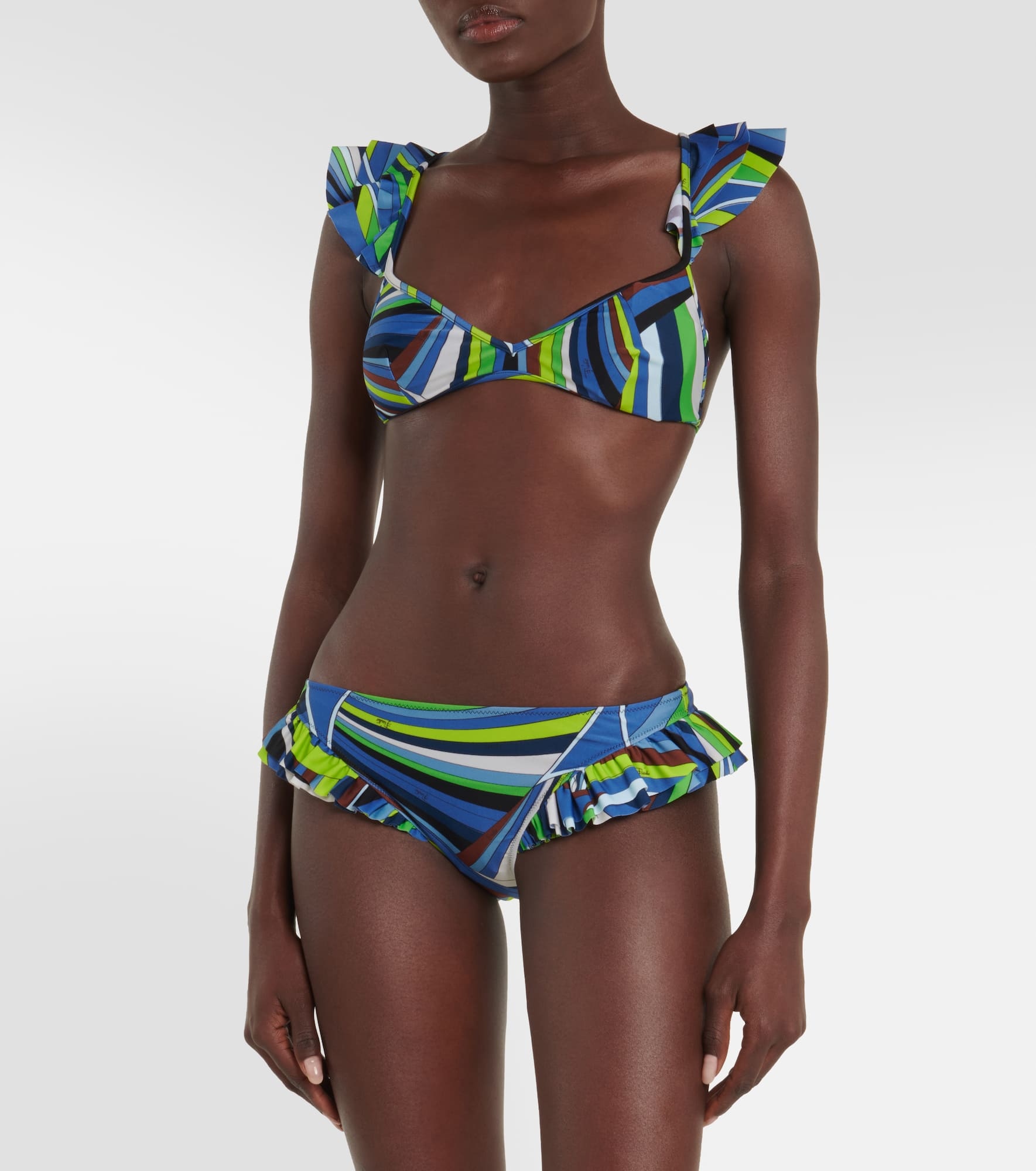 Printed ruffled bikini top - 2