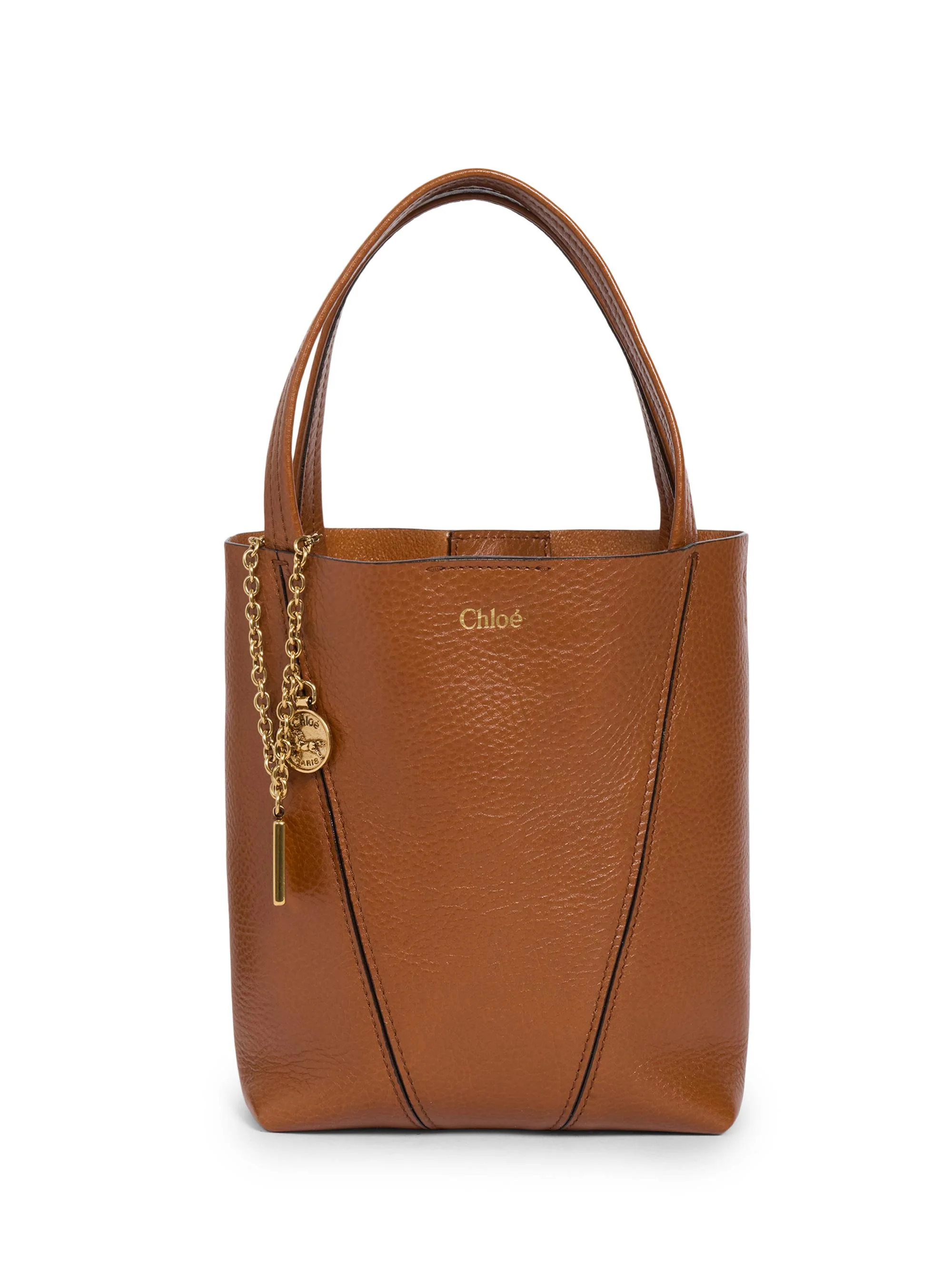 Women's Small Spin Leather Tote Bag - Clay Brown - 1
