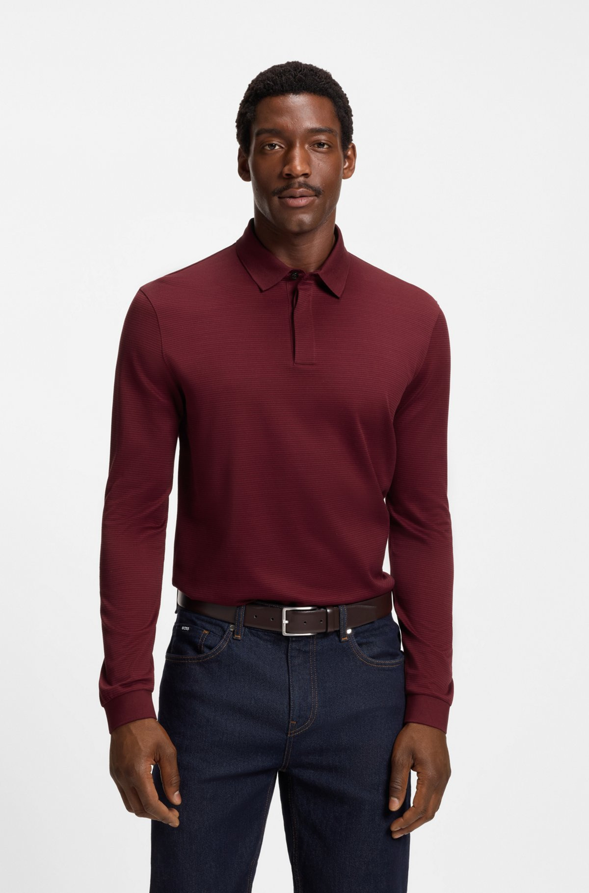 MERCERISED-COTTON POLO SHIRT WITH PLAIN COLLAR - 2