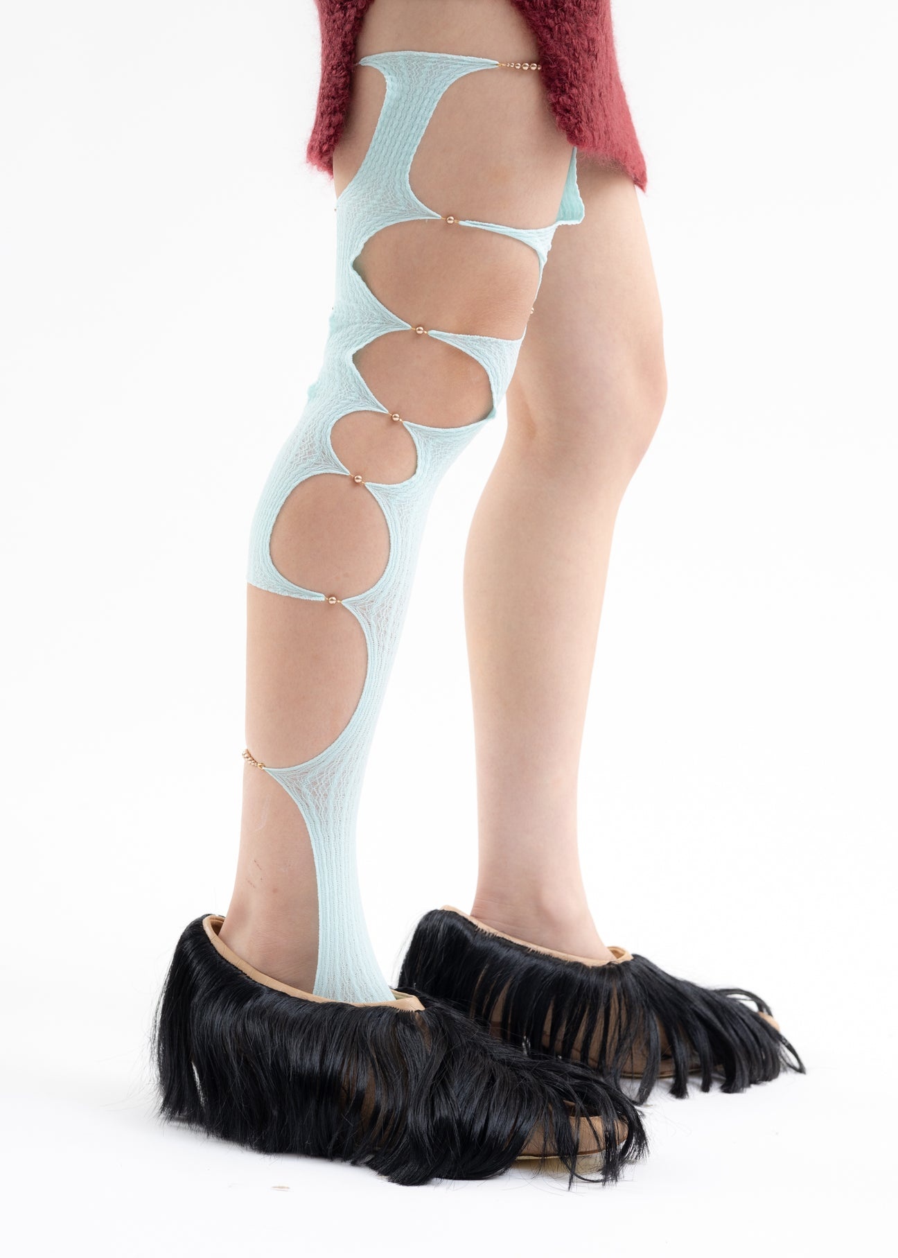 FICELLE WITH ONYX HAIR CUT-OUT HAIRY PUMP HEELS - 2