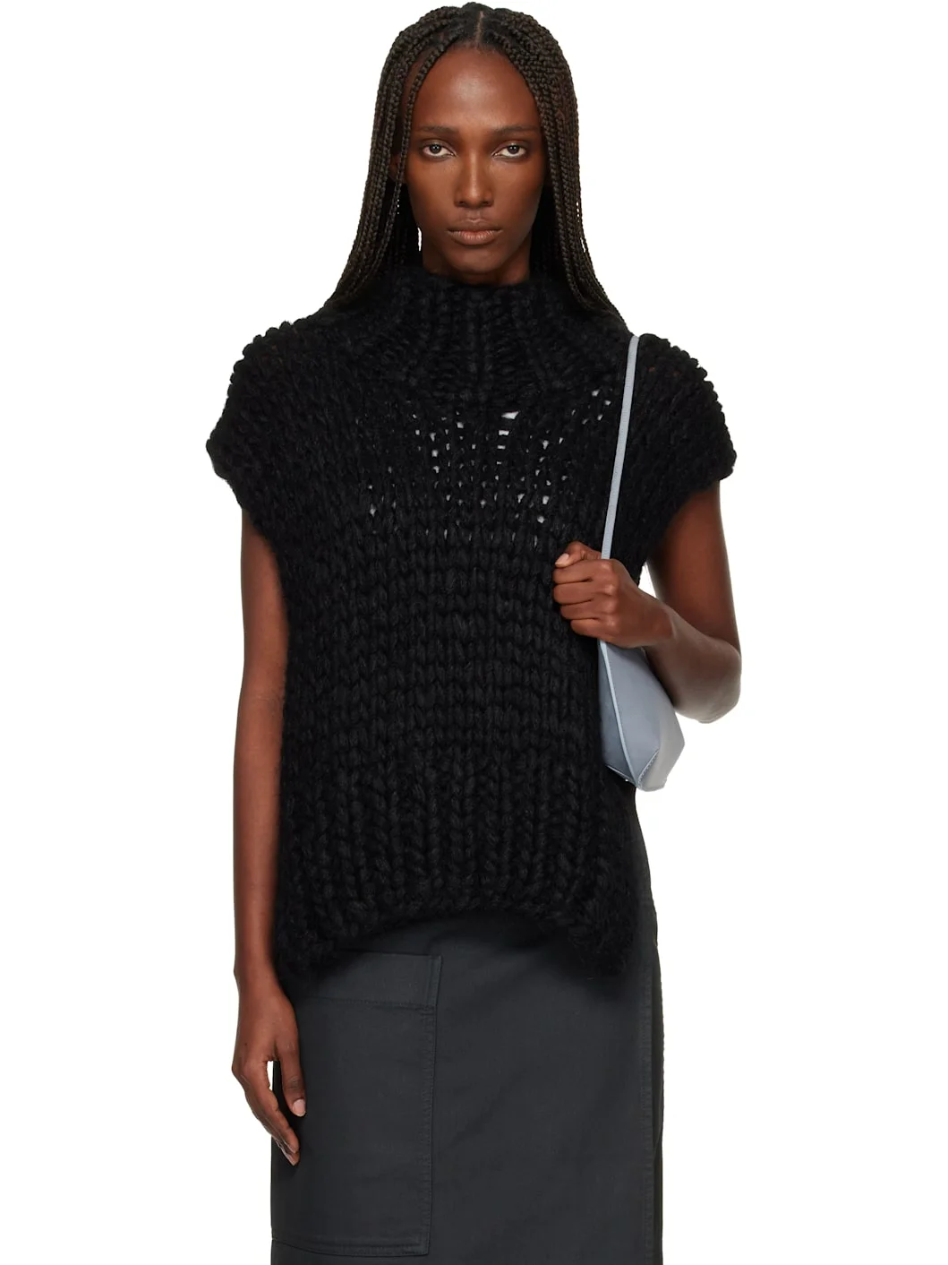 Black November Silk Mohair Hand-Knit Vest - 1