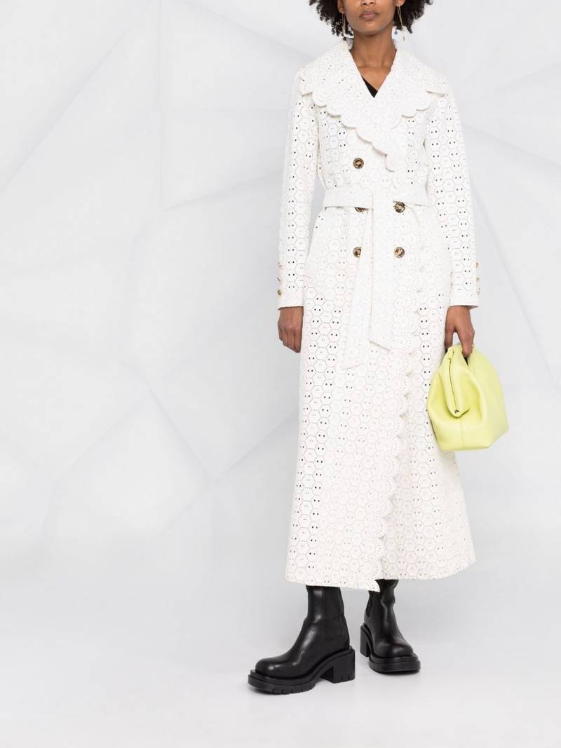 PHILIPP PLEIN Long Sangallo leather trench coat outlook