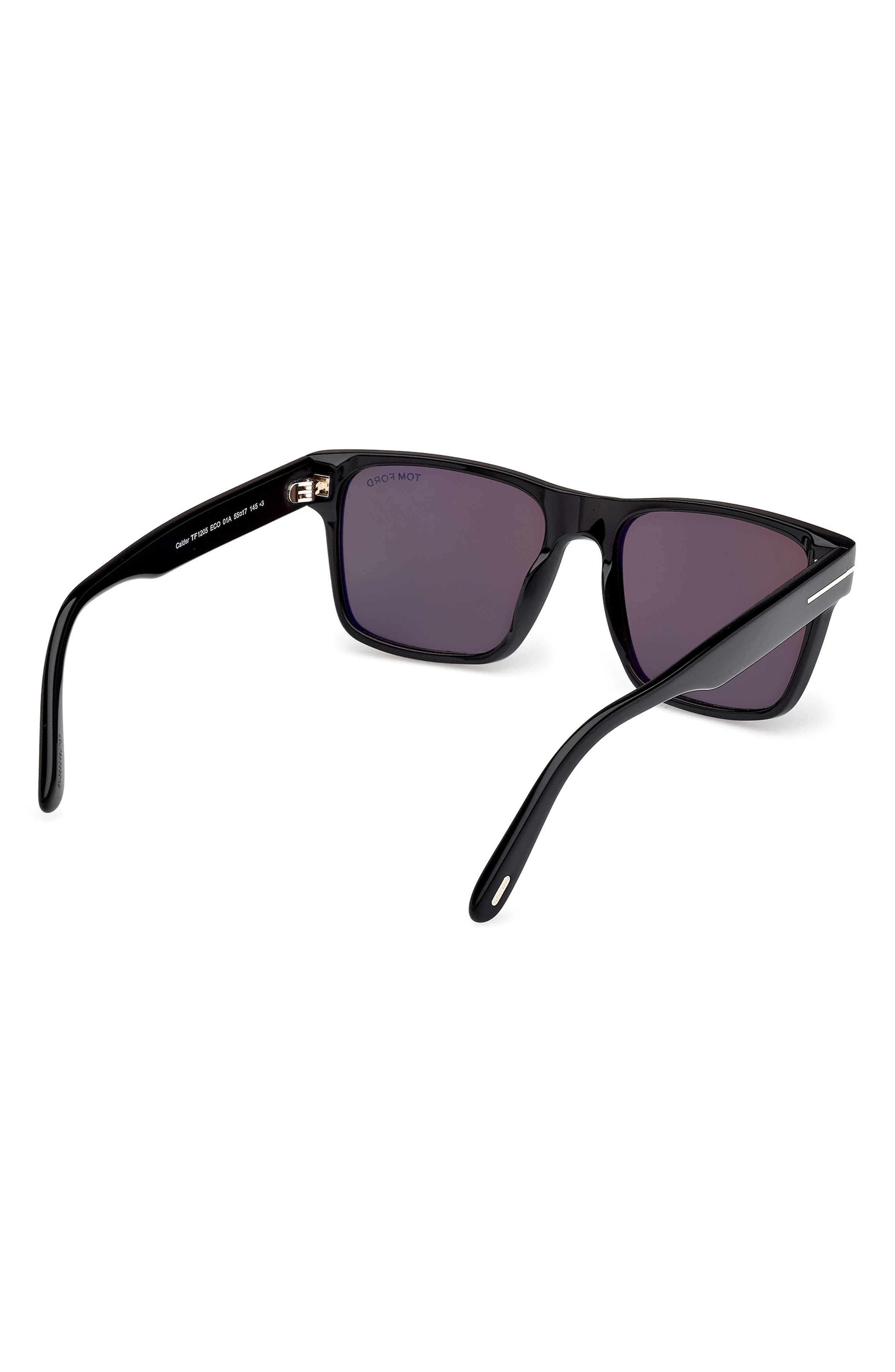 TOM FORD Calder 55mm Square Sunglasses in Shiny Black Eco /Smoke Lenses at Nordstrom - 4