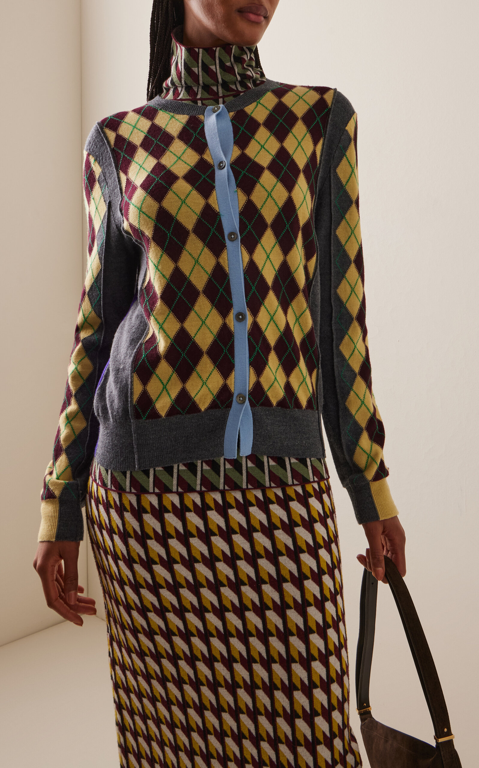William Argyle Merino Wool Cardigan print - 3