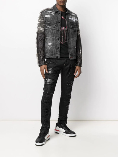 PHILIPP PLEIN python-panelled distressed skinny jeans outlook