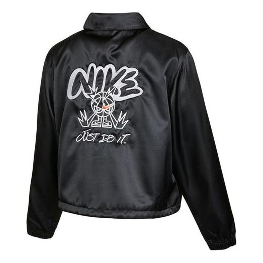 (WMNS) Nike AS W Nike Sportswear JKT Jacket SATIN FEMME Black DJ5363-010 - 2