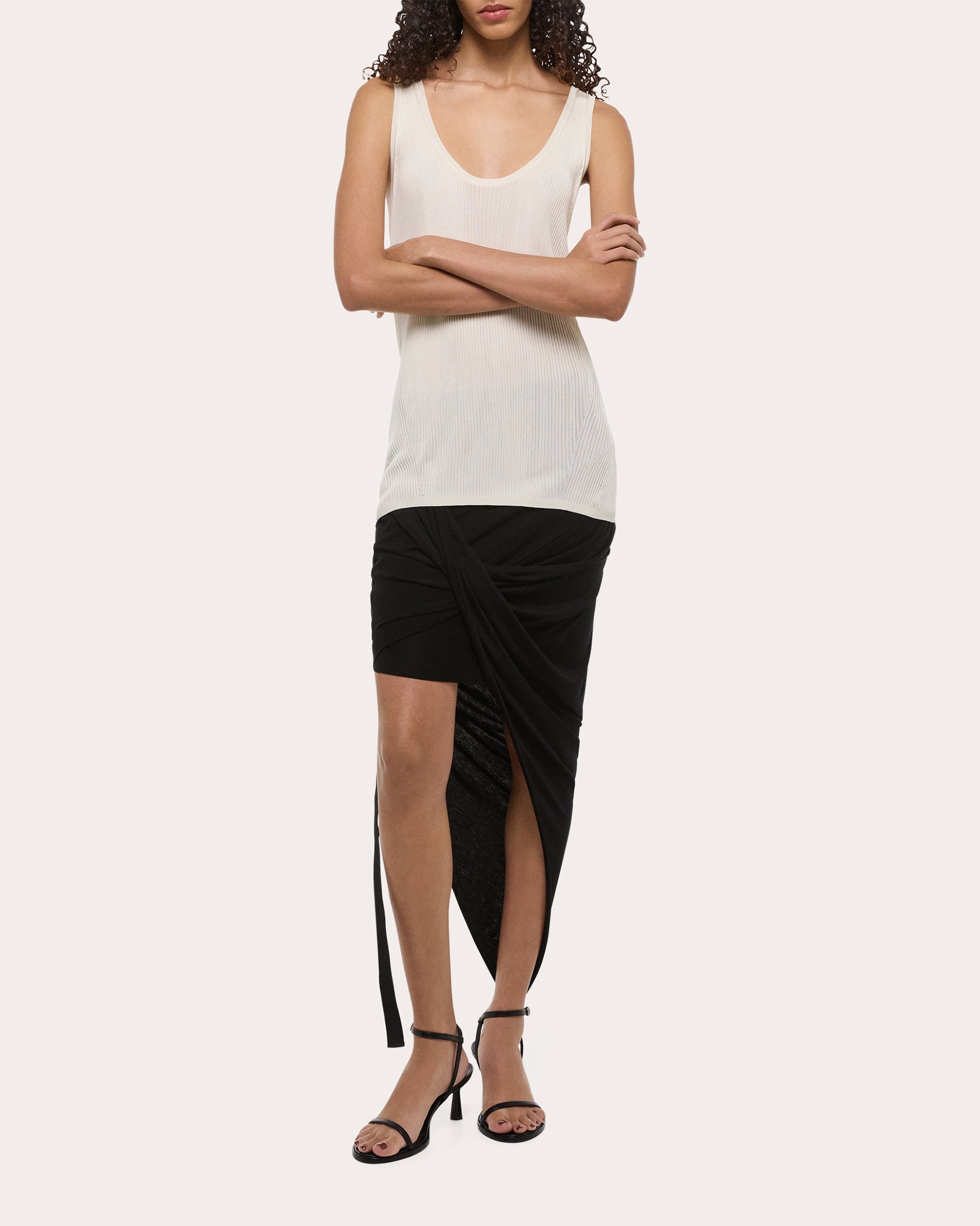 Rib Knit Twisted Racerback Tank Top - 5