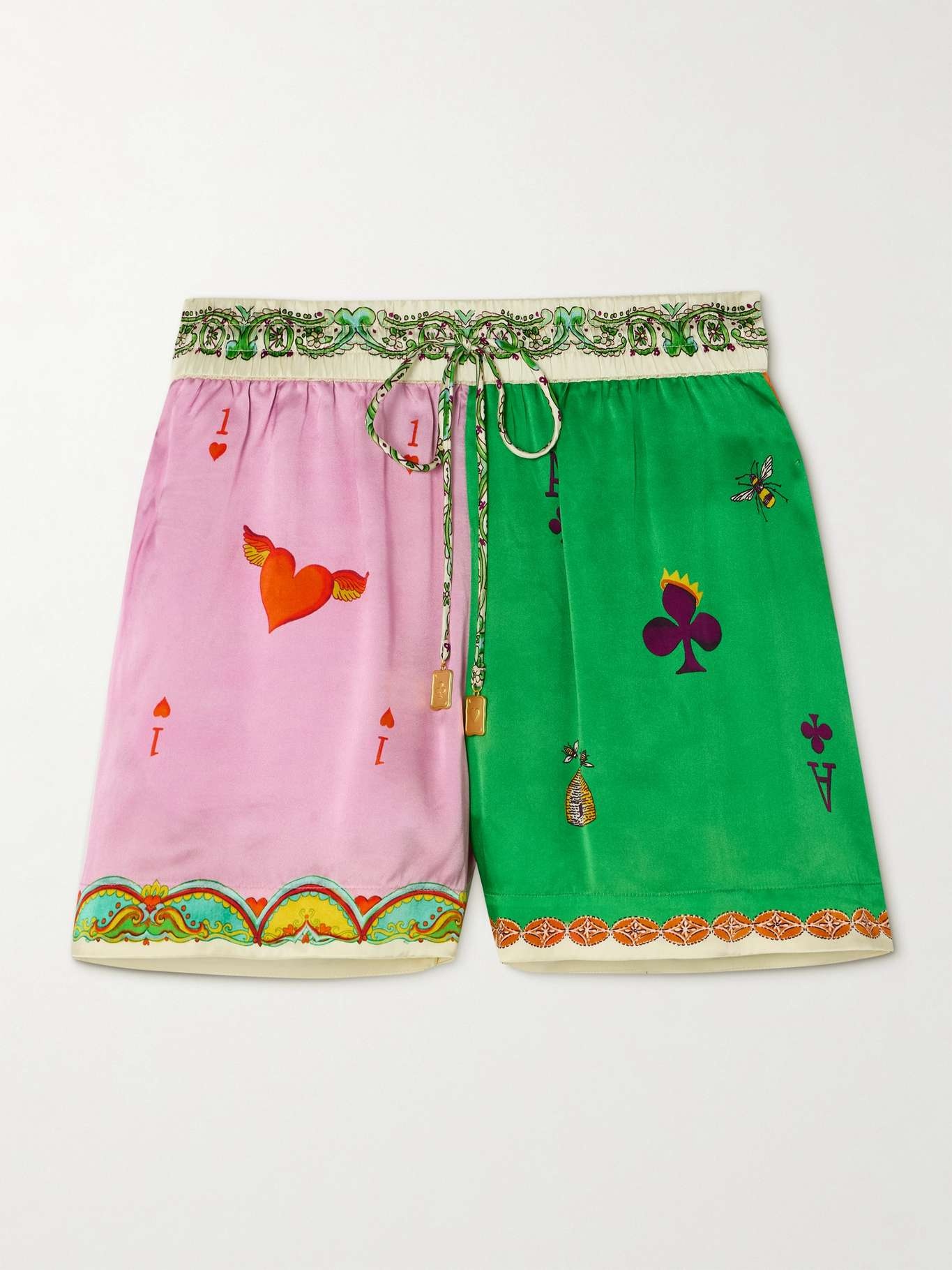 Rummy embellished printed silk-satin shorts - 1