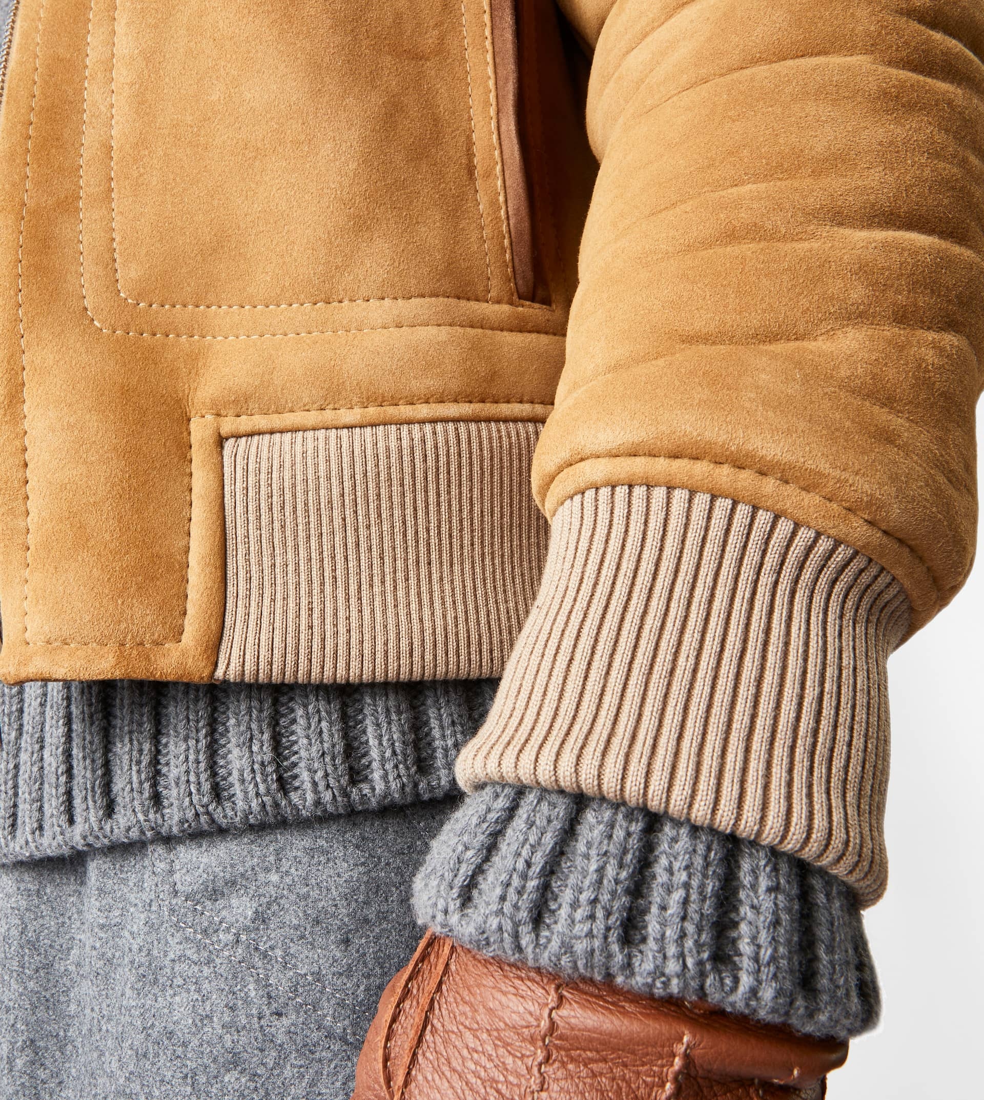 BOMBER JACKET IN SHEARLING - BEIGE - 5