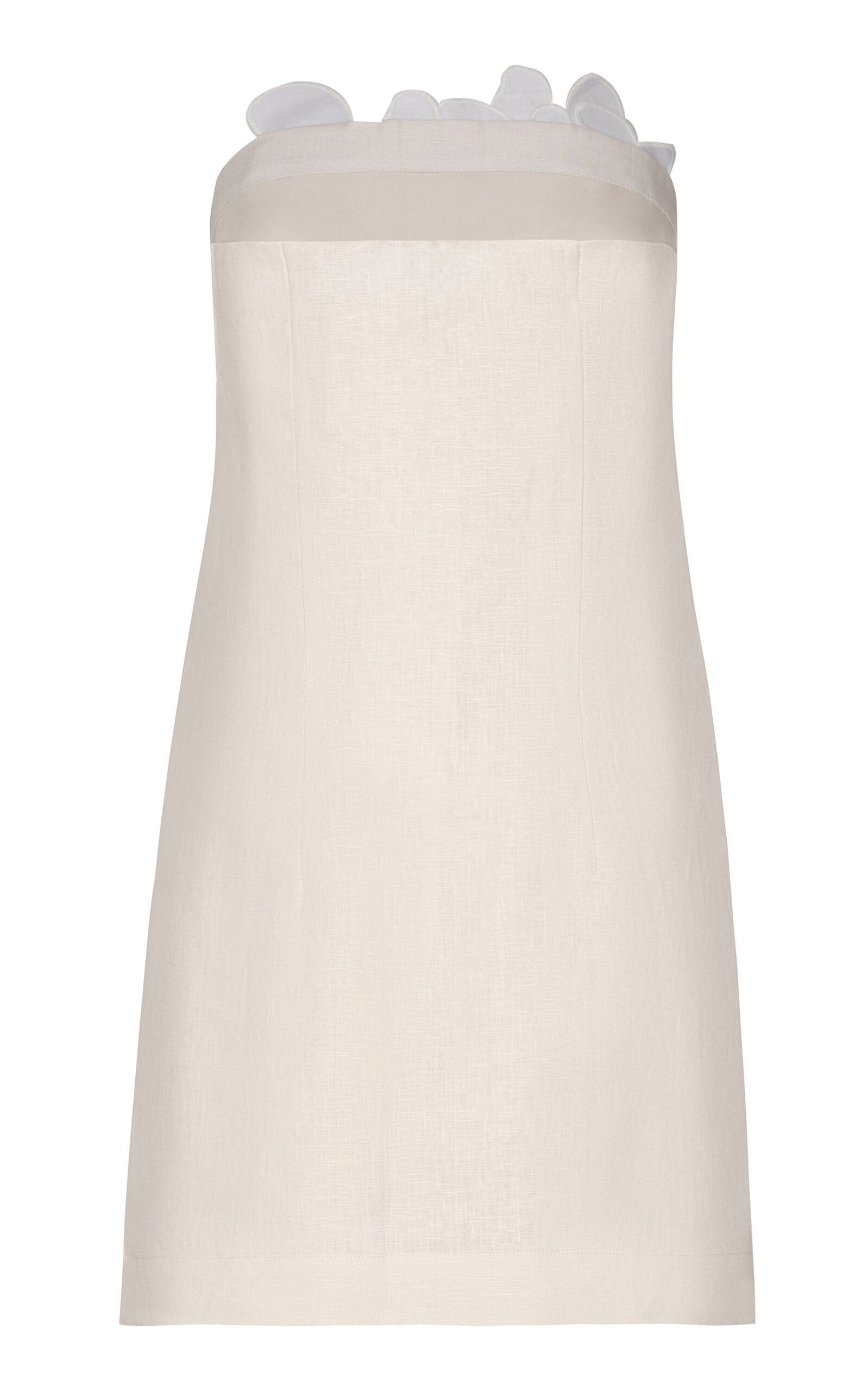 Tulipanes Embroidered Linen Mini Dress ivory - 4
