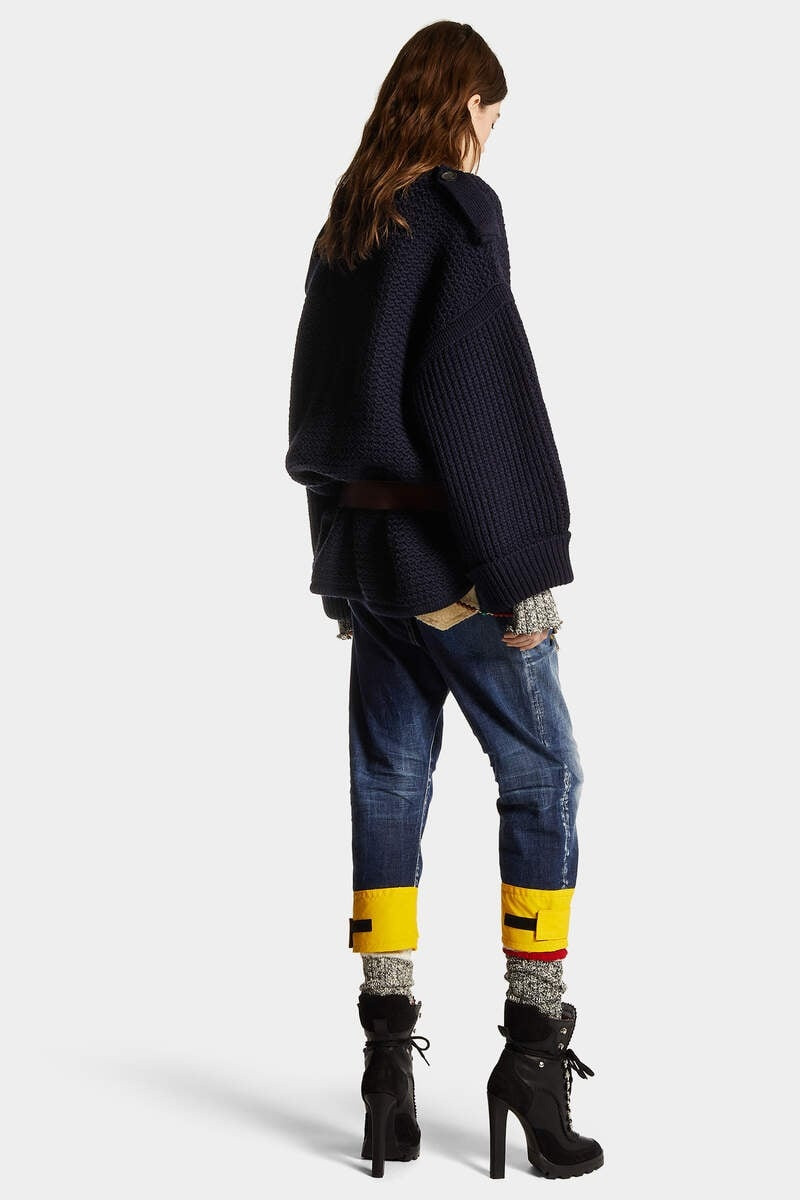 DARK EASY RIPPED WASH FISHERMAN BOTTOM CUFFS JEANS 4