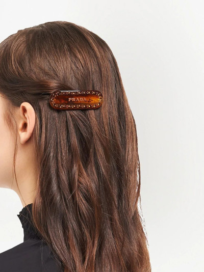 Prada embellished-logo hairclip outlook